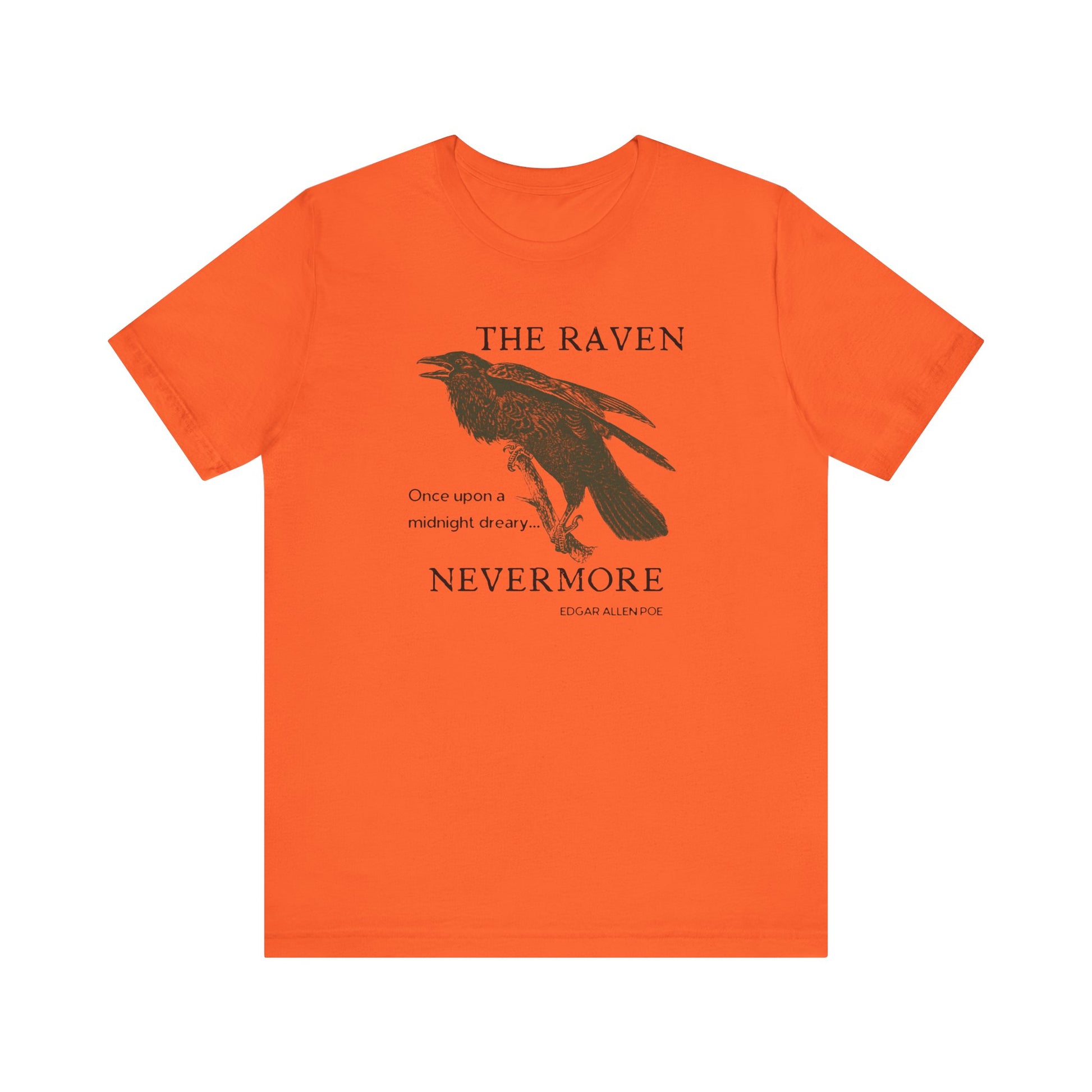 Halloween Vintage The Raven TShirt, Spooky Season Tee, Trick or Treating Shirt, Halloween Party T-Shirt, Edgar Allen Poe, Nevermore, Gothic T-Shirt Printify Orange XS