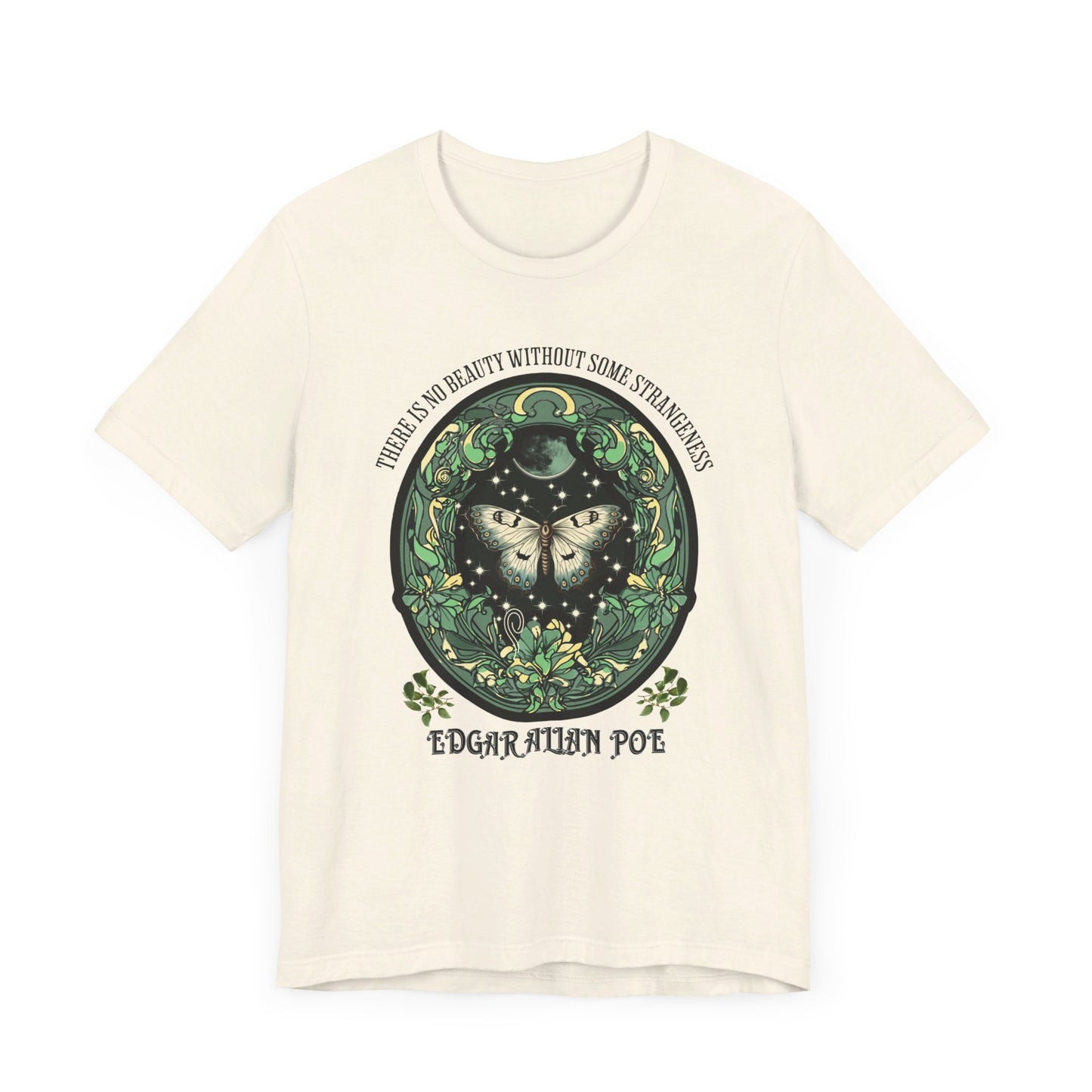 Edgar Allan Poe, Fairycore Night Garden T-Shirt, Book Lover Tee, Haunting Gothic Gift, Light, Dark Academia, Literary Poetry Bookclub Shirt T-Shirt Printify