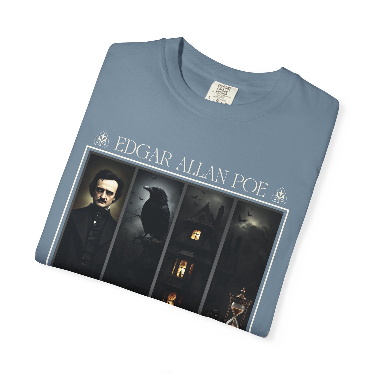 Edgar Allan Poe T-Shirt Gothic Graphic Tee The Raven Nevermore Quote Horror Literature Shirt Dark Academia Aesthetic Halloween Party Gift