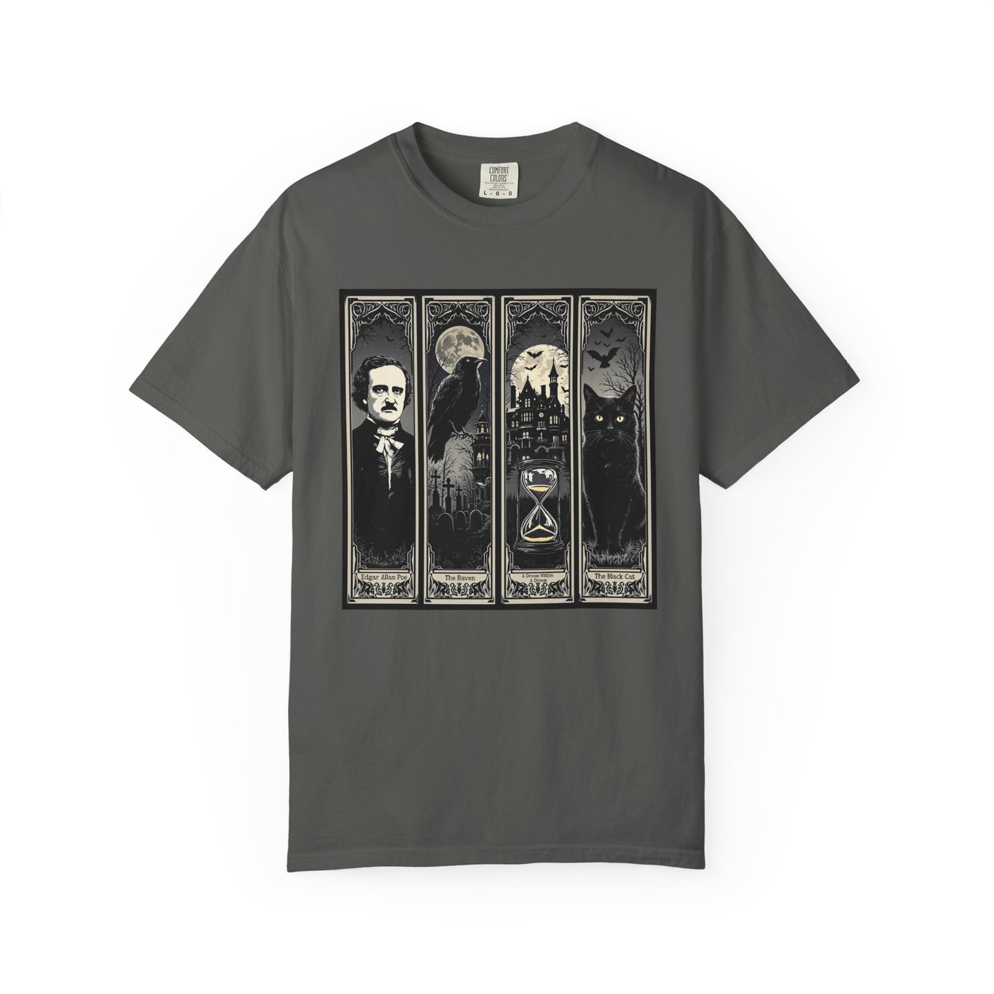 Edgar Allan Poe T-Shirt Gothic Graphic Tee The Raven Nevermore Quote Horror Literature Shirt Dark Academia Aesthetic Halloween Party Gift T-Shirt Printify Pepper S