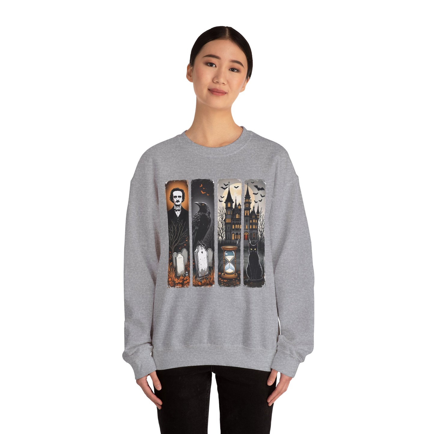 Edgar Allan Poe Sweatshirt The Raven Nevermore Gothic Horror Sweater Dark Academia Macabre Halloween Gift for Book Lovers Birthday Christmas