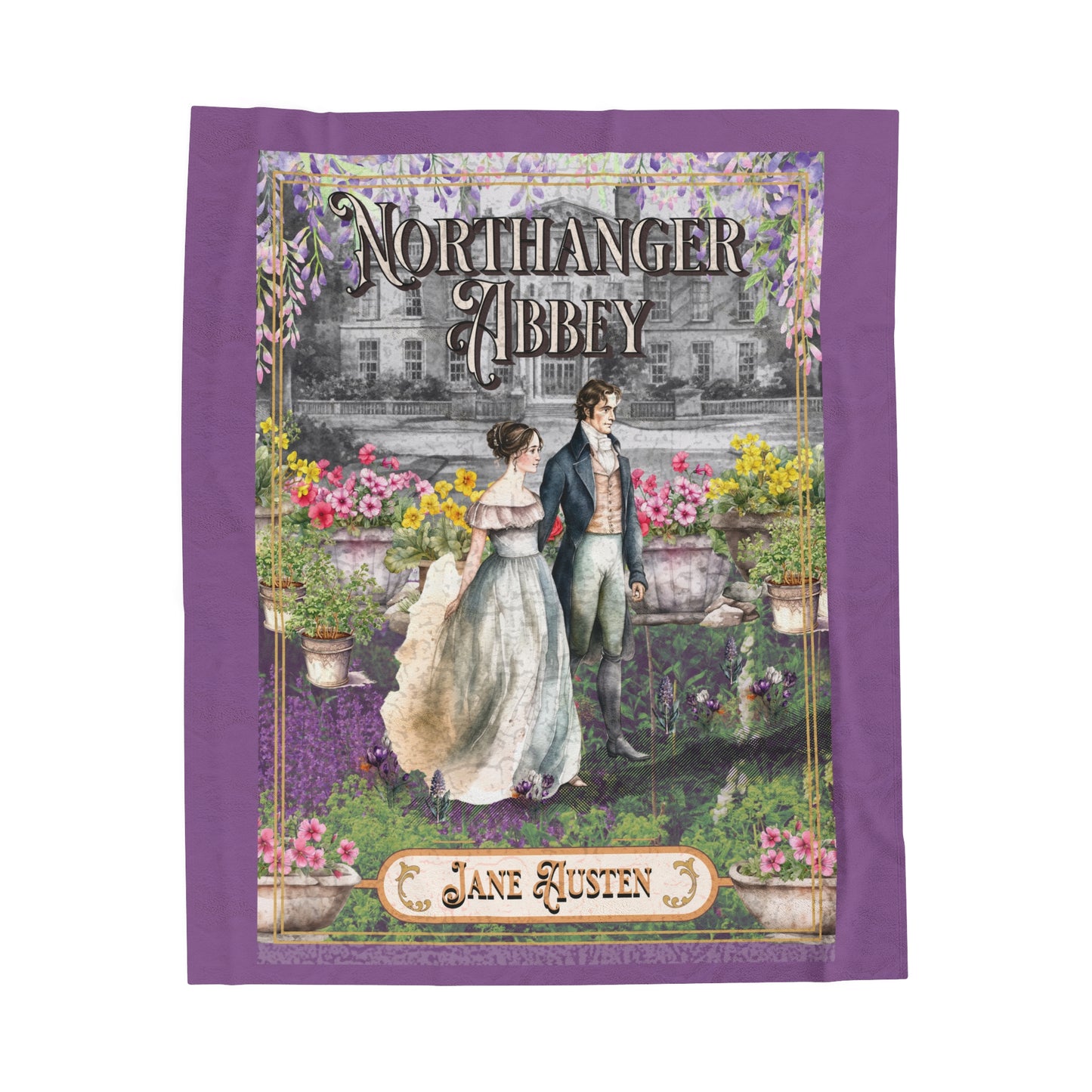 Jane Austen Plush Throw Blanket, Northanger Abbey Historical Romance Gift, Bookish Literary Jane Austen Fan Art Gift, Gift for Her, Bookclub All Over Prints Printify 50" × 60"
