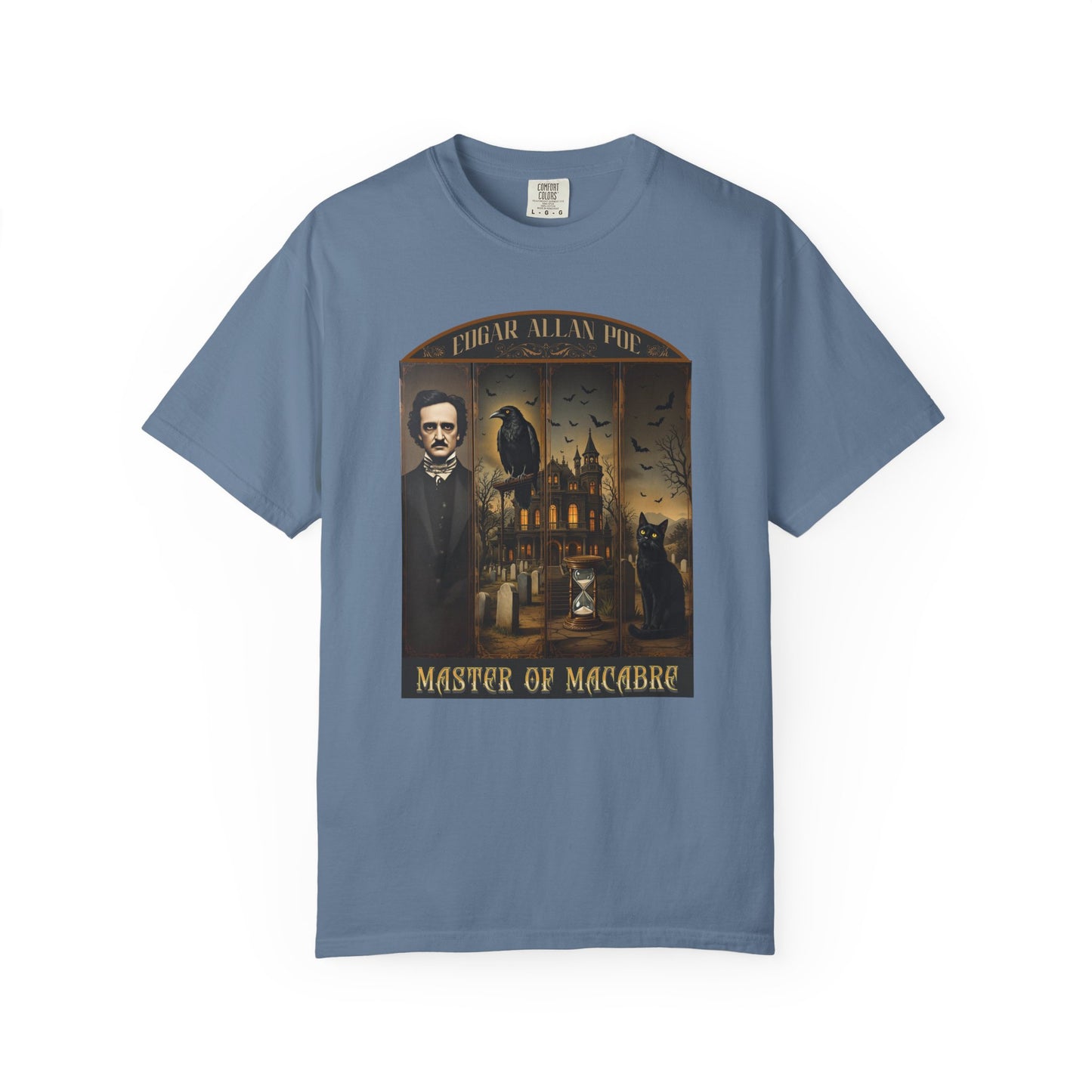 Edgar Allan Poe T-Shirt Gothic Graphic Tee The Raven Nevermore Quote Horror Literature Shirt Dark Academia Aesthetic Halloween Party Gift T-Shirt Printify Blue Jean S