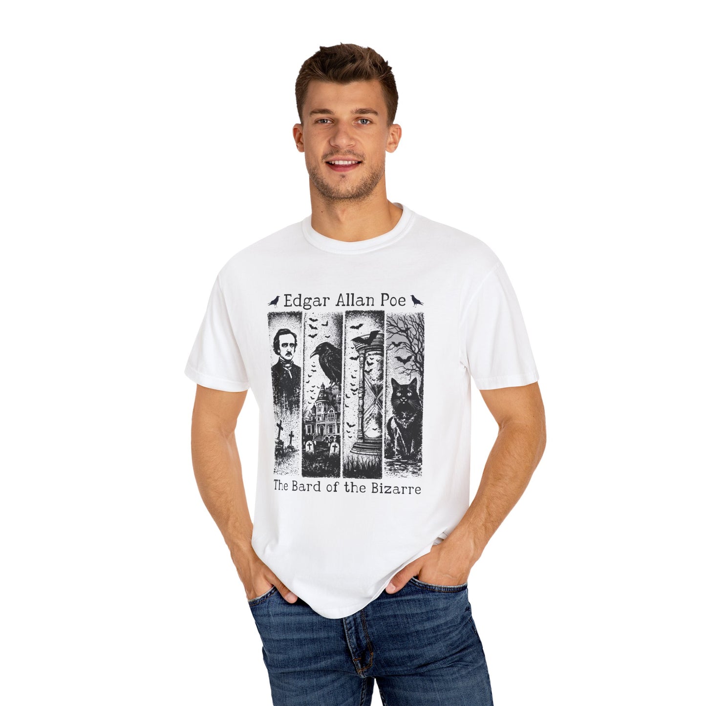 Edgar Allan Poe T-Shirt Gothic Graphic Tee The Raven Nevermore Quote Horror Literature Shirt Dark Academia Aesthetic Halloween Party Gift T-Shirt Printify