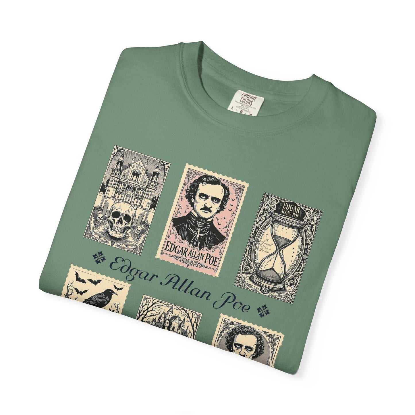 Edgar Allan Poe T-Shirt Gothic Graphic Tee The Raven Nevermore Quote Horror Literature Shirt Dark Academia Aesthetic Halloween Party Gift