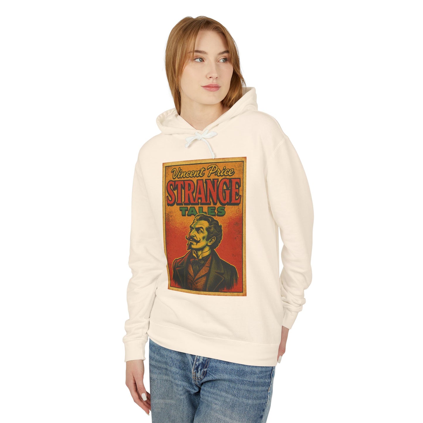 Vincent Price Vintage Strange Tales Hoodie, Unisex Lightweight Sweatshirt, Retro Graphic Outerwear, Gift for Readers, Fall Fashion Hoodie Printify