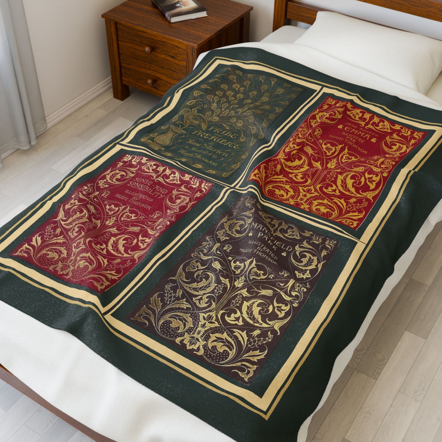 Jane Austen First Edition Literary Velveteen Blanket - Perfect for Book Lovers, Gifts for Sisters, Home Decor, Reading Nook, Cozy Nights All Over Prints Printify