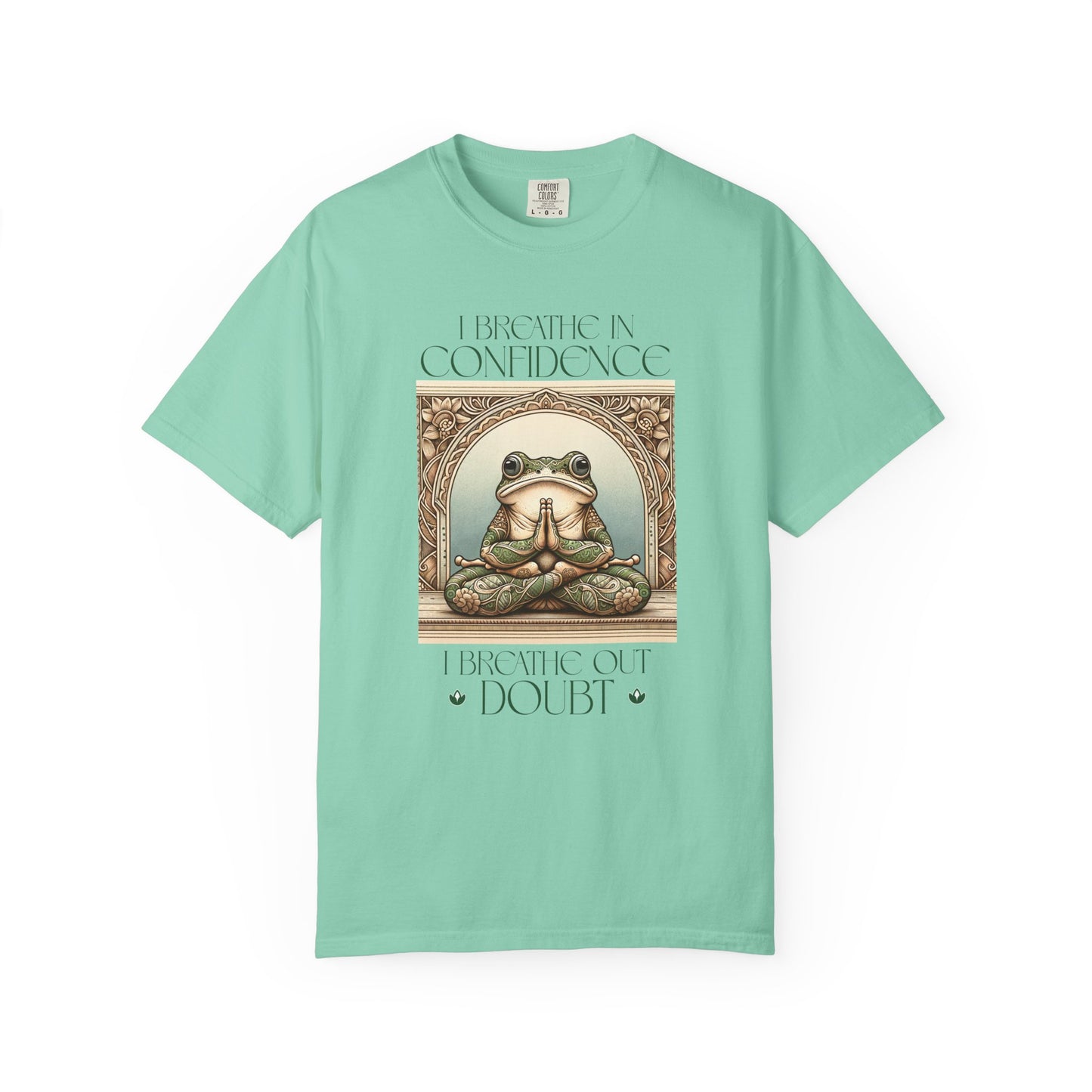 Green Yoga Frog Shirt I Breathe In Confidence And I Breathe Out Doubt Unisex T-Shirt, Casual Wear, Highlander Fan Gift, T-Shirt Printify Island Reef S
