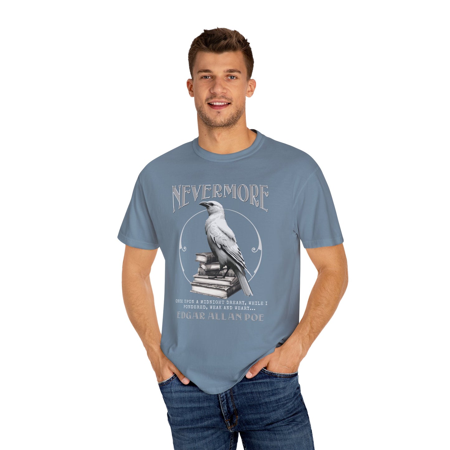 Edgar Allan Poe The White Raven Unisex Garment-Dyed T-shirt T-Shirt Printify
