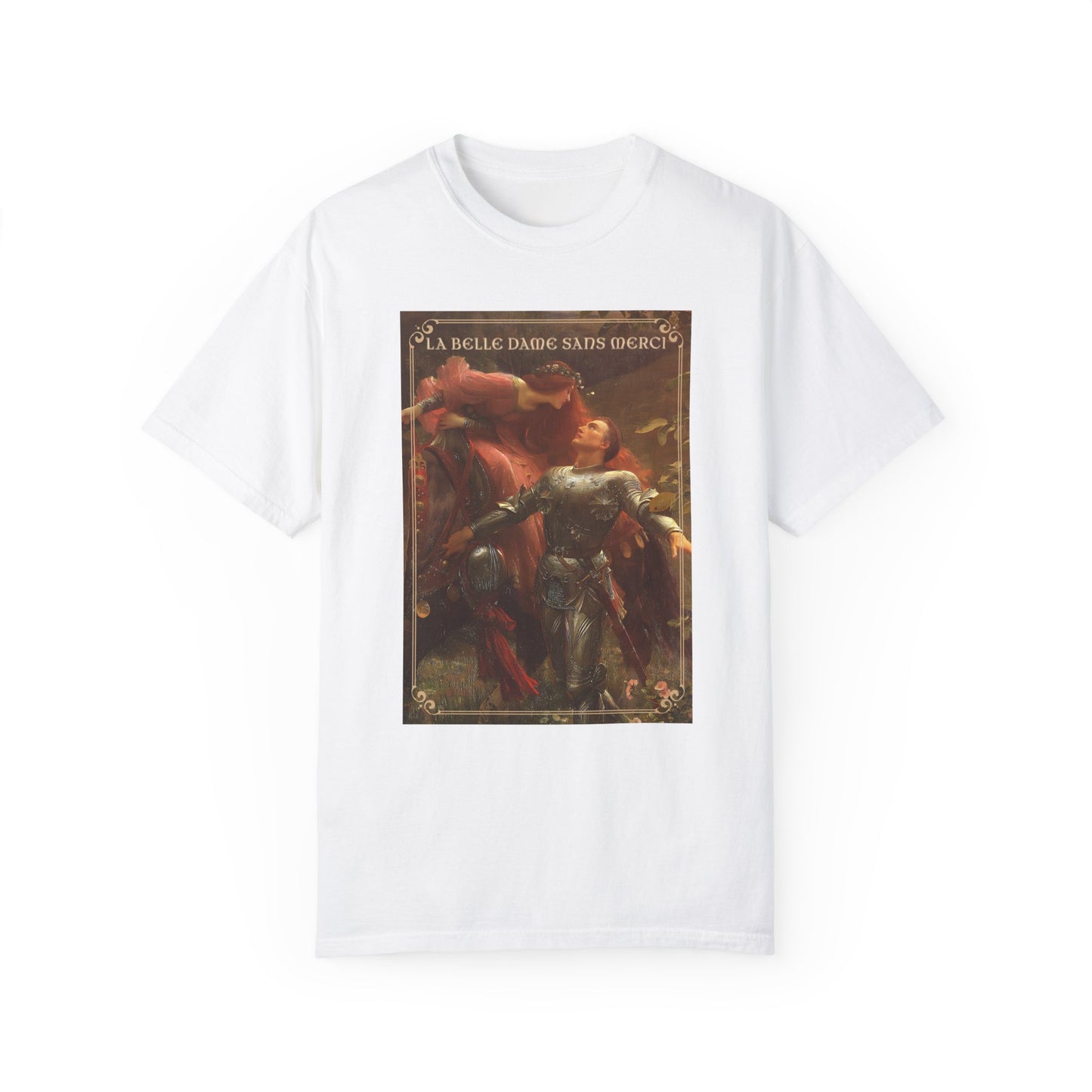 La Belle Dame Sans Merci Print T-Shirt Renaissance Renfaire Theme Merch Perfect Comfortable Medieval Festival Shirt Art History Lover Gift T-Shirt Printify White S
