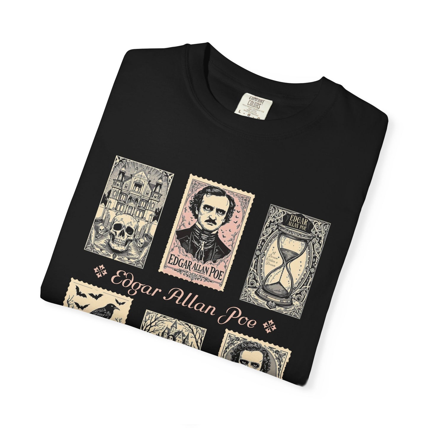 Edgar Allan Poe T-Shirt Gothic Graphic Tee The Raven Nevermore Quote Horror Literature Shirt Dark Academia Aesthetic Halloween Party Gift