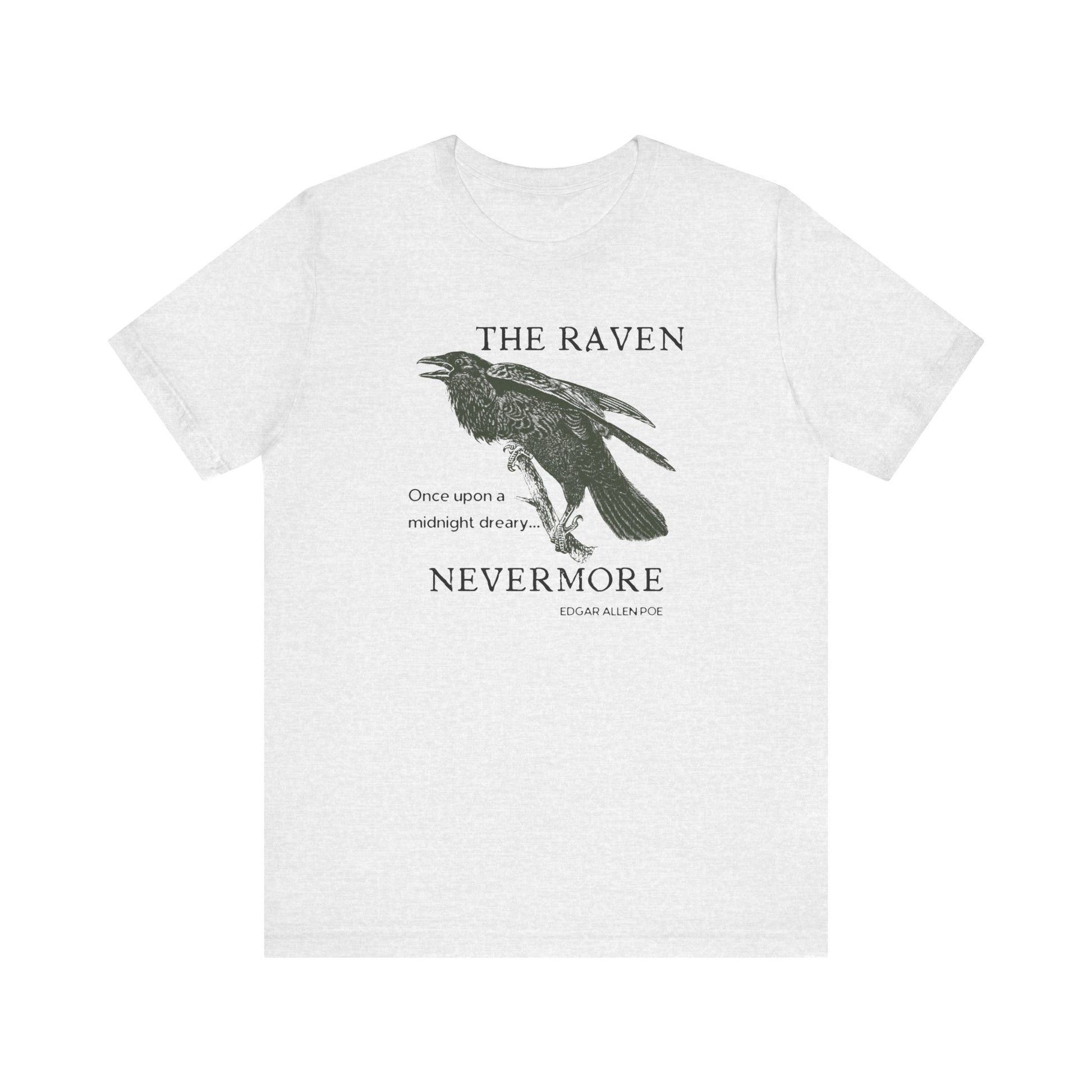 Halloween Vintage The Raven TShirt, Spooky Season Tee, Trick or Treating Shirt, Halloween Party T-Shirt, Edgar Allen Poe, Nevermore, Gothic T-Shirt Printify Ash XS