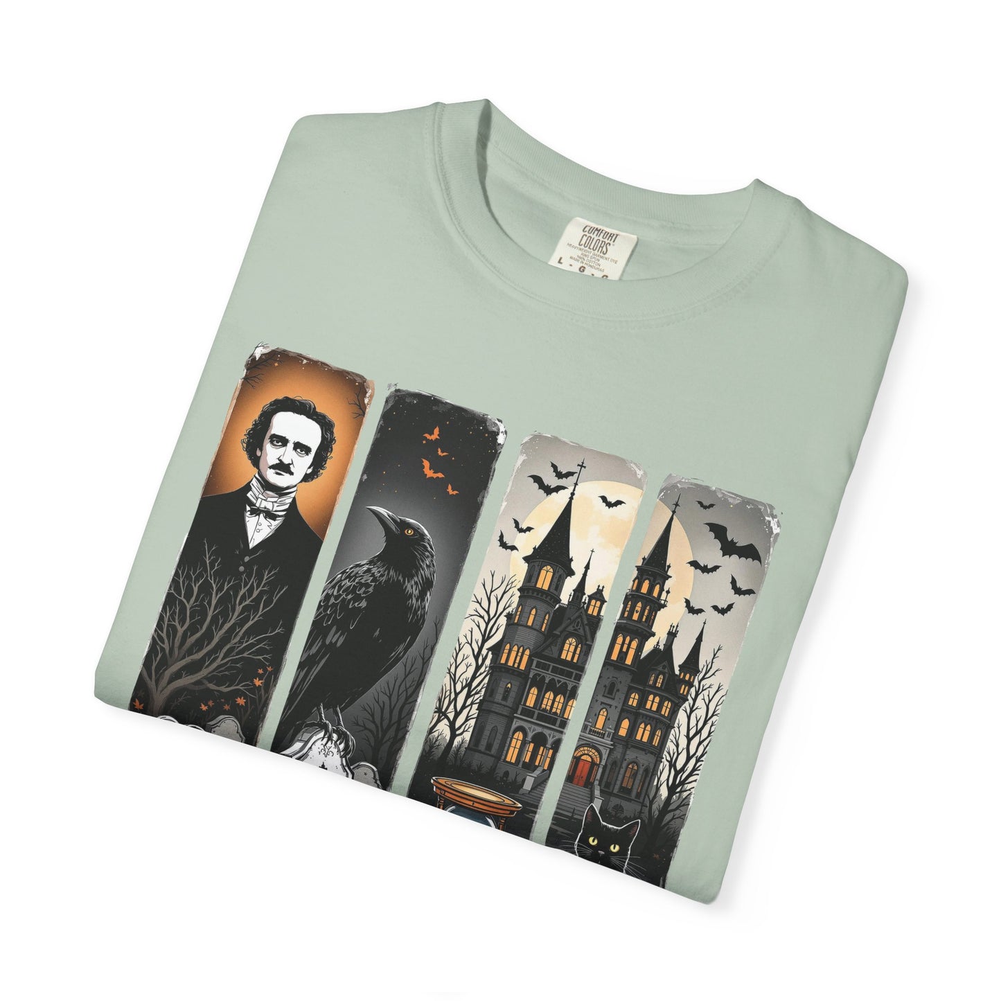 Edgar Allan Poe T-Shirt Gothic Graphic Tee The Raven Nevermore Quote Horror Literature Shirt Dark Academia Aesthetic Halloween Party Gift