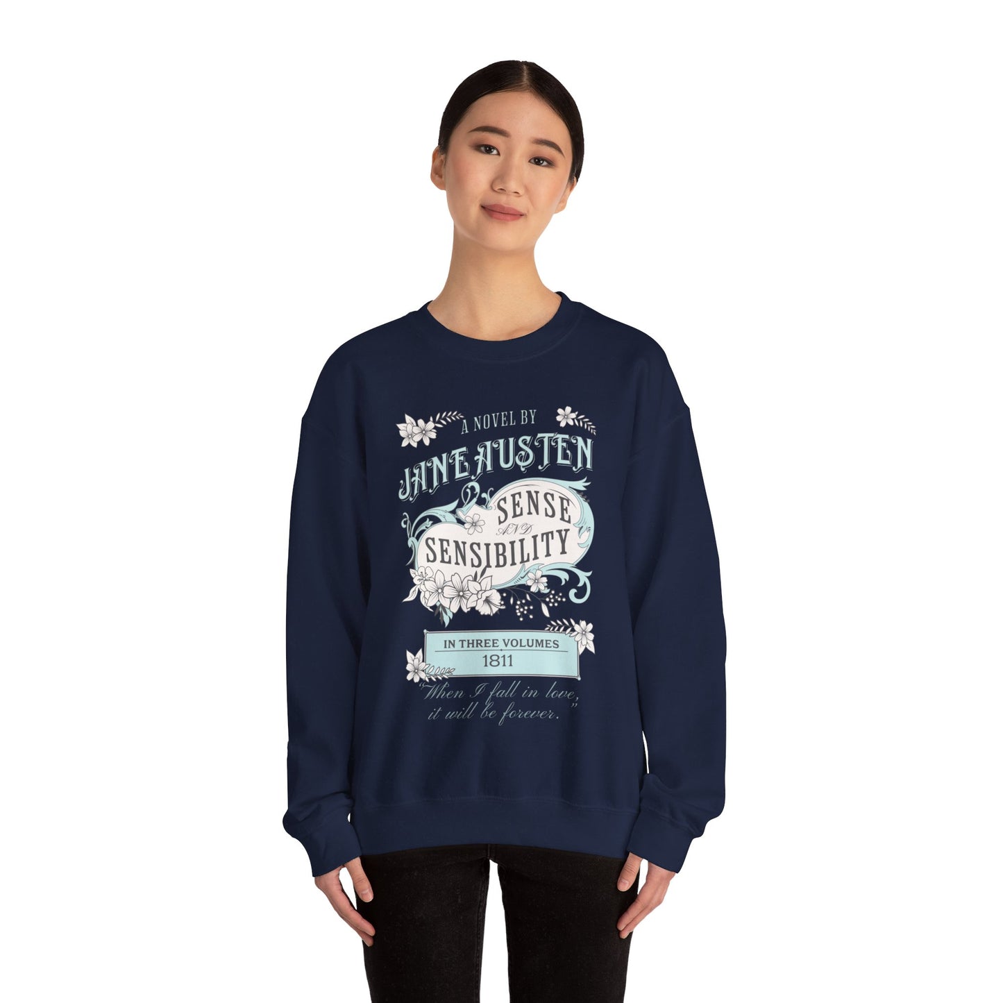 Jane Austen Sweatshirt, Sense & Sensibility Historical Romance Sweater, Bookish Literary Jane Austen Fan Art Gift, Gift for Her, Readers, Sweatshirt Printify
