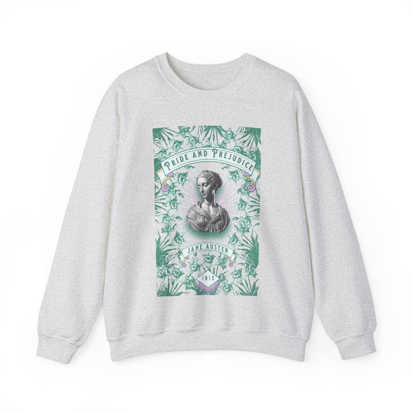 Jane Austen Sweatshirt, Pride & Prejudice Historical Romance Sweater, Bookish Literary Jane Austen Fan Art Gift, Gift for Her, Readers, Sweatshirt Printify S Ash
