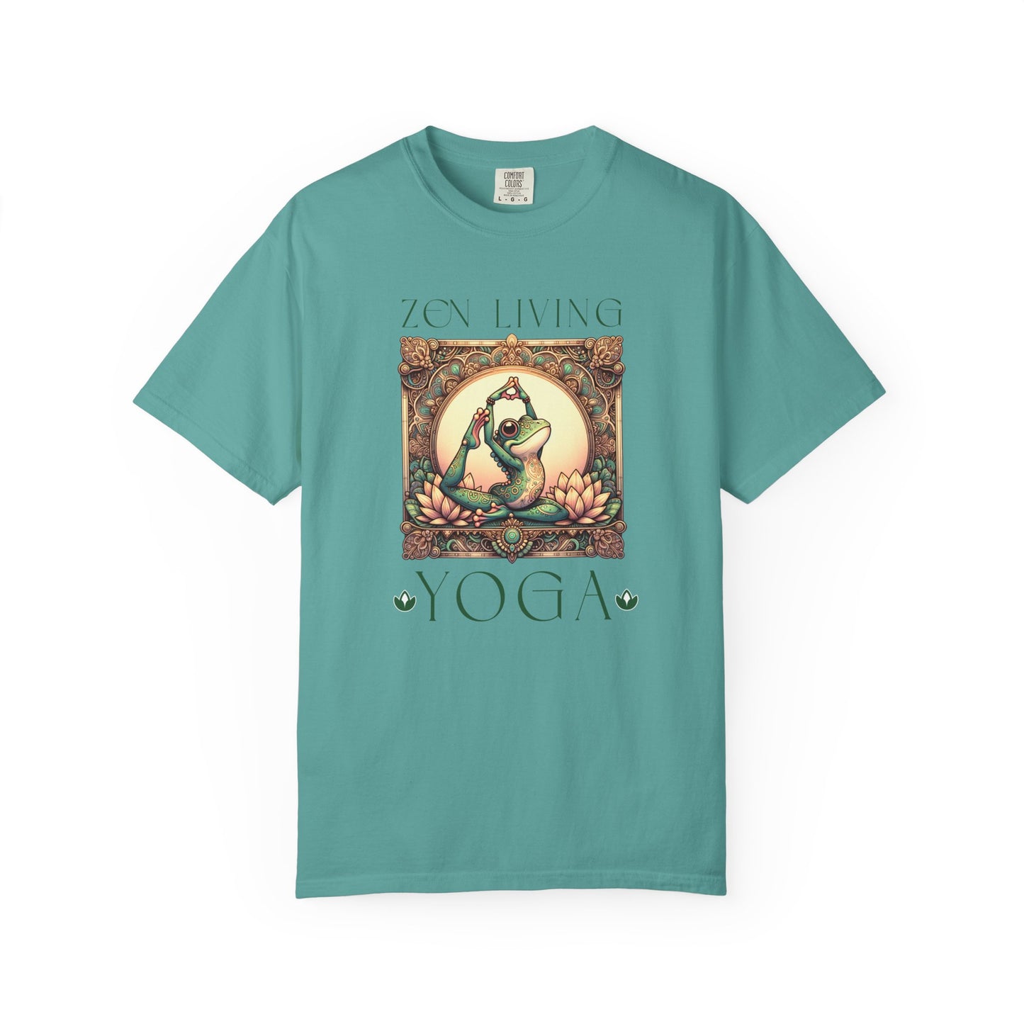 Green Yoga Frog Zen Living Unisex T-Shirt, Casual Wear, Highlander Fan Gift, T-Shirt Printify Seafoam S