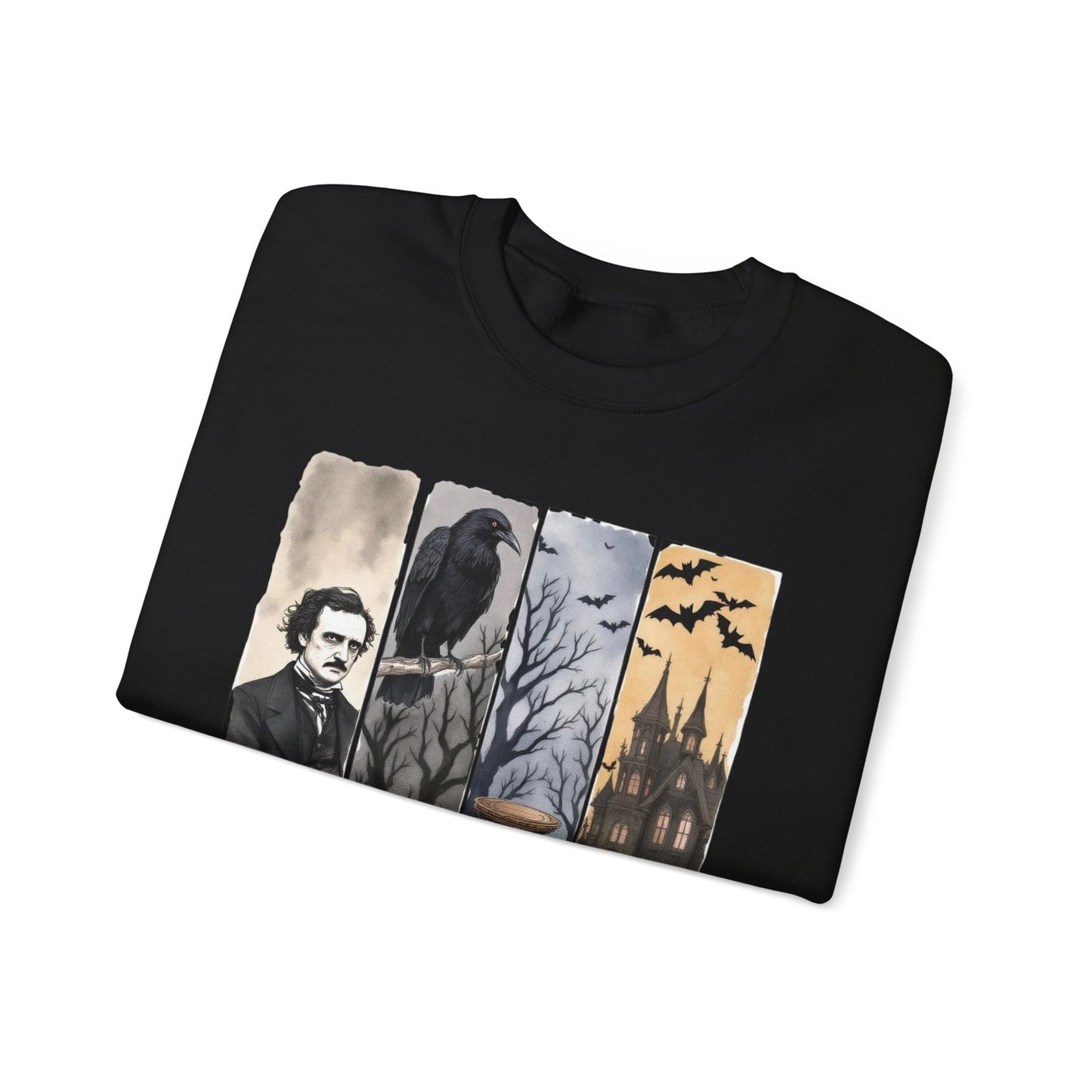 Edgar Allan Poe Sweatshirt The Raven Nevermore Gothic Horror Sweater Dark Academia Macabre Halloween Gift for Book Lovers Birthday Christmas Sweatshirt Printify