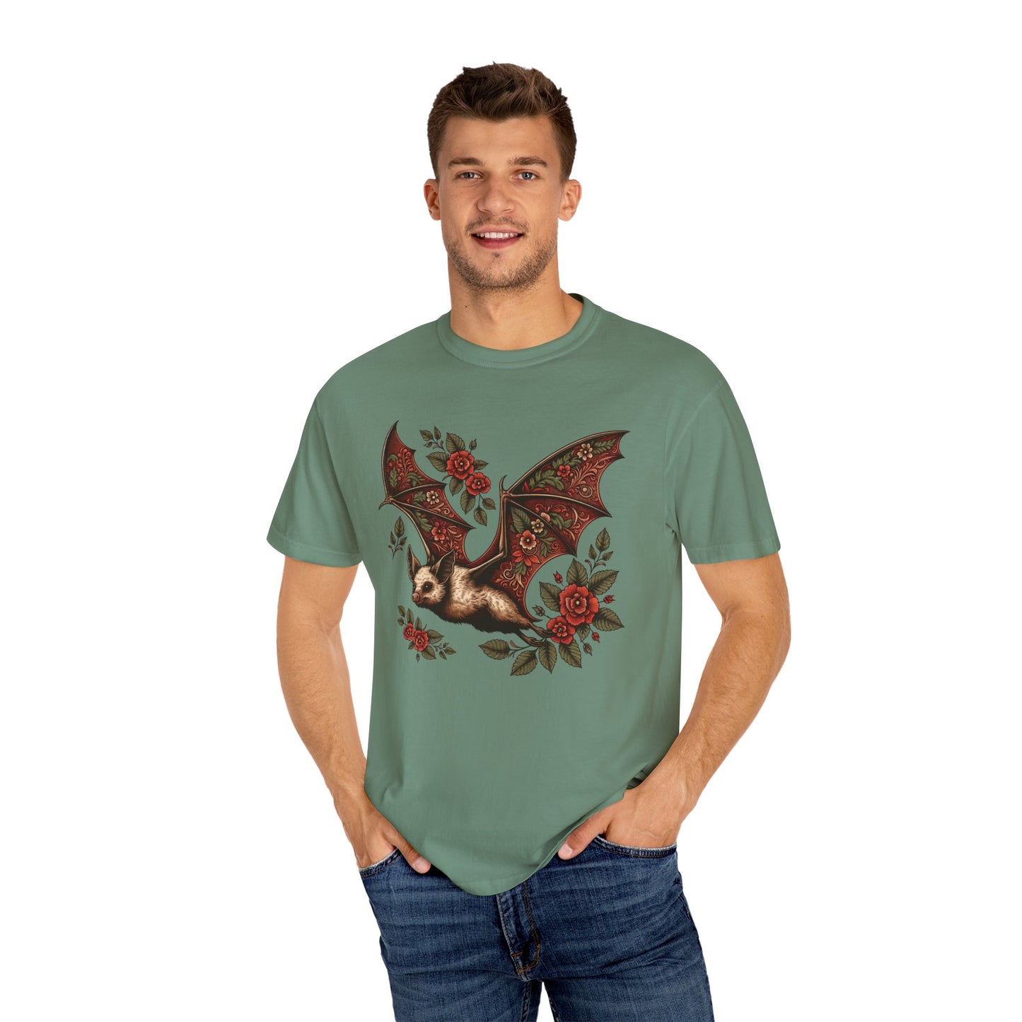 Vintage Bat TShirt Autumn Fall Style Bat Shirt For Halloween Party Spooky Vibes Witchy Dark Academia Comfort Colors Unisex Oversized Shirt