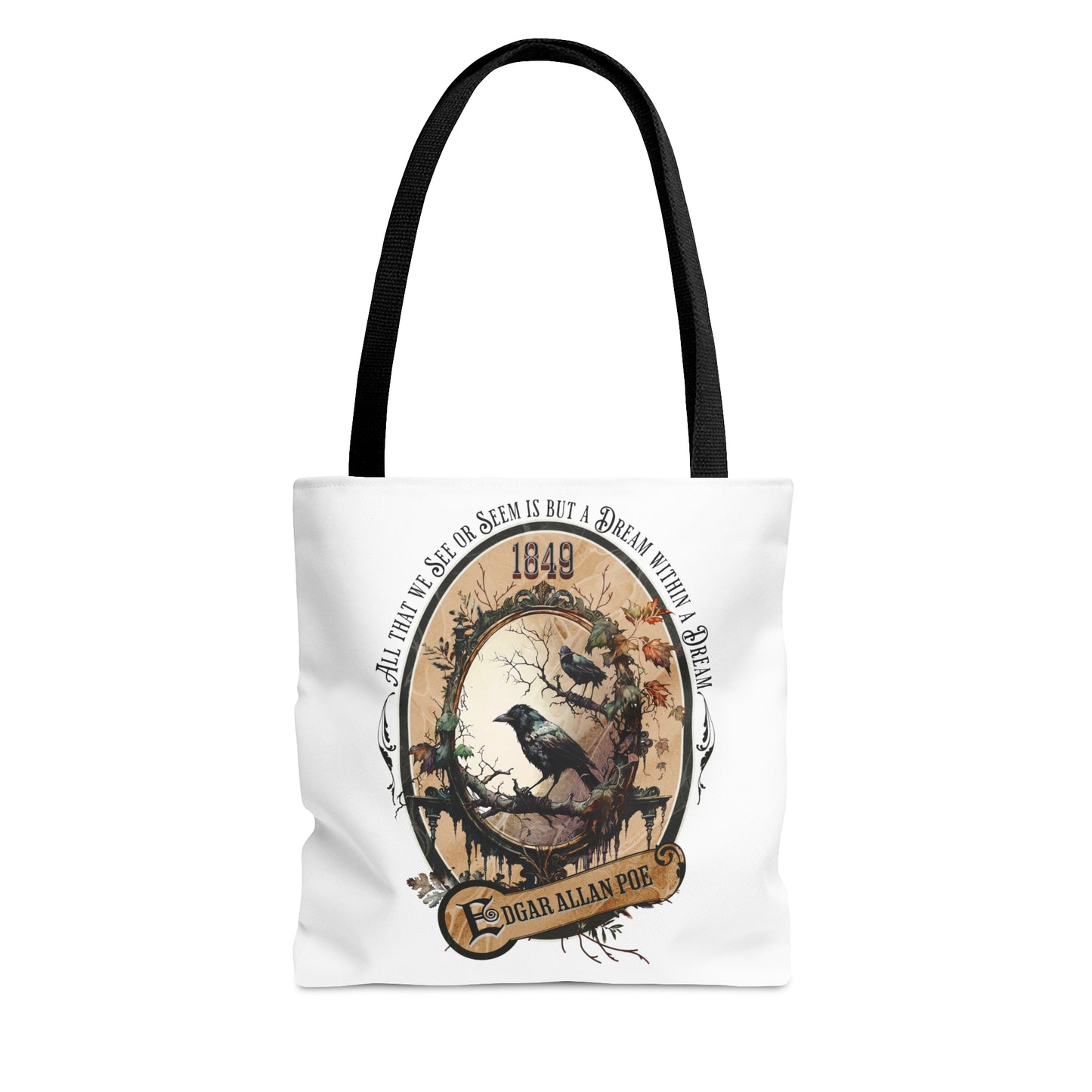 Edgar Allan Poe Tote Bag, Dream Within A Dream Vintage Poetry Lover Shoulder Bag, Dark Academia, Literary, Bookish, Bookclub Gift, Fall Gift Bags Printify