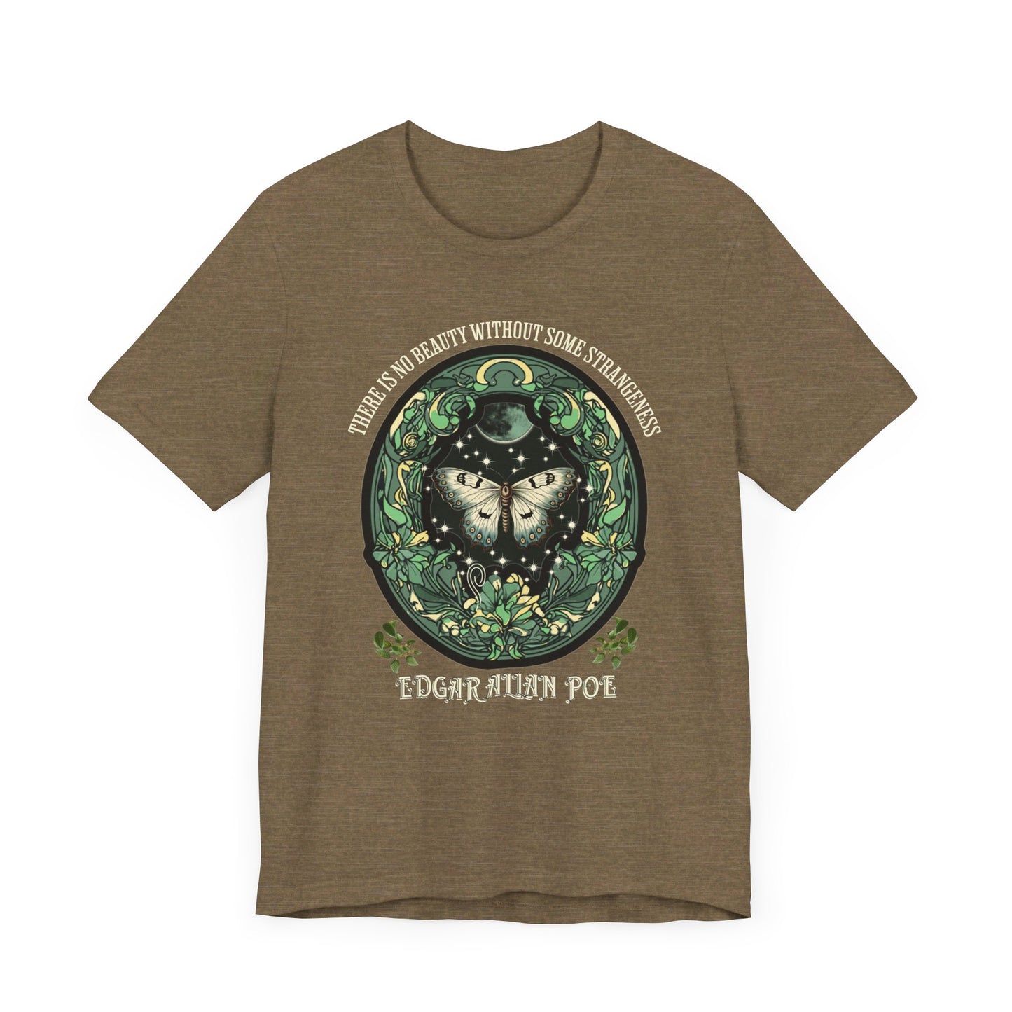 Edgar Allan Poe, Fairycore Night Garden T-Shirt, Book Lover Tee, Haunting Gothic Gift, Light, Dark Academia, Literary Poetry Bookclub Shirt T-Shirt Printify