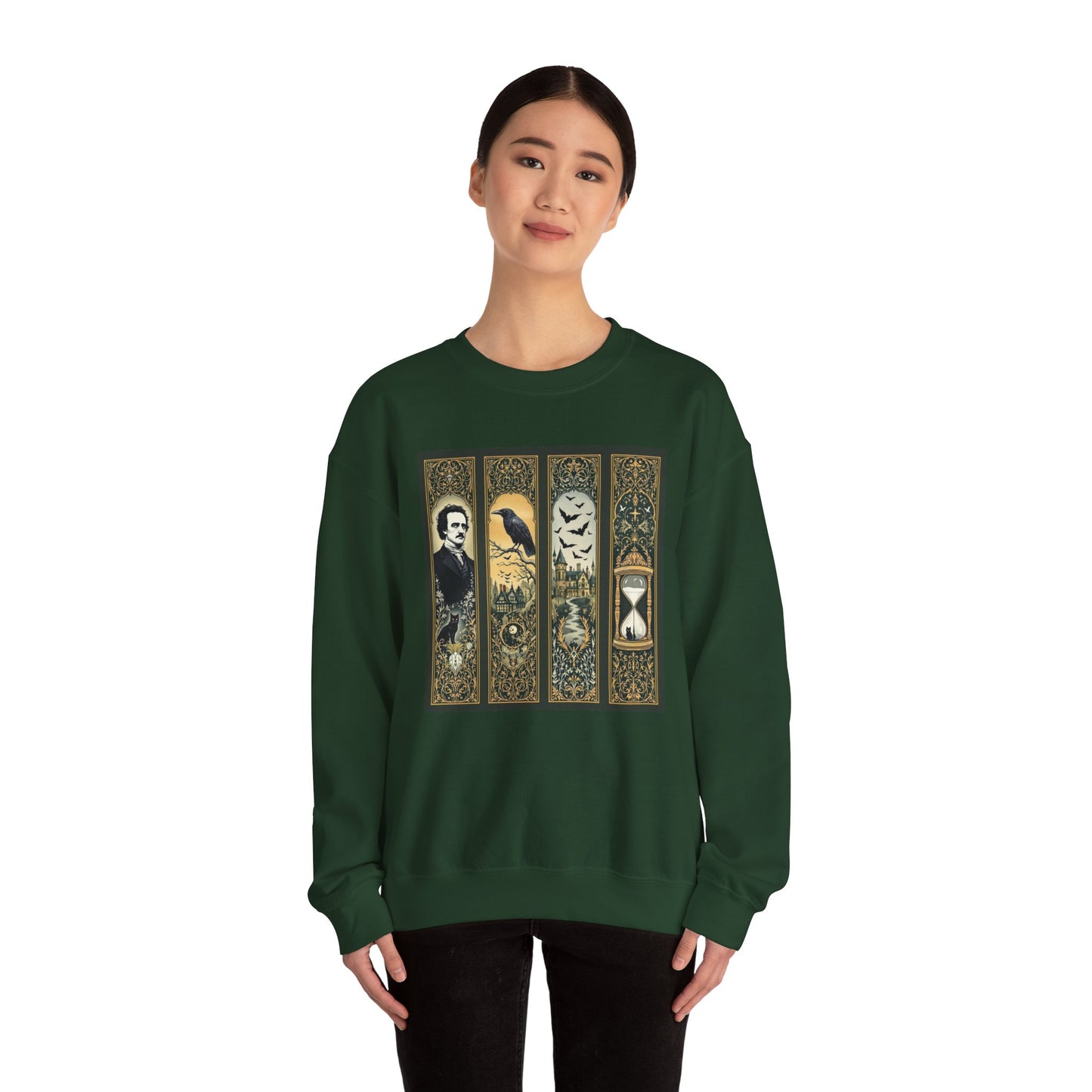 Edgar Allan Poe Sweatshirt The Raven Nevermore Gothic Horror Sweater Dark Academia Macabre Halloween Gift for Book Lovers Birthday Christmas