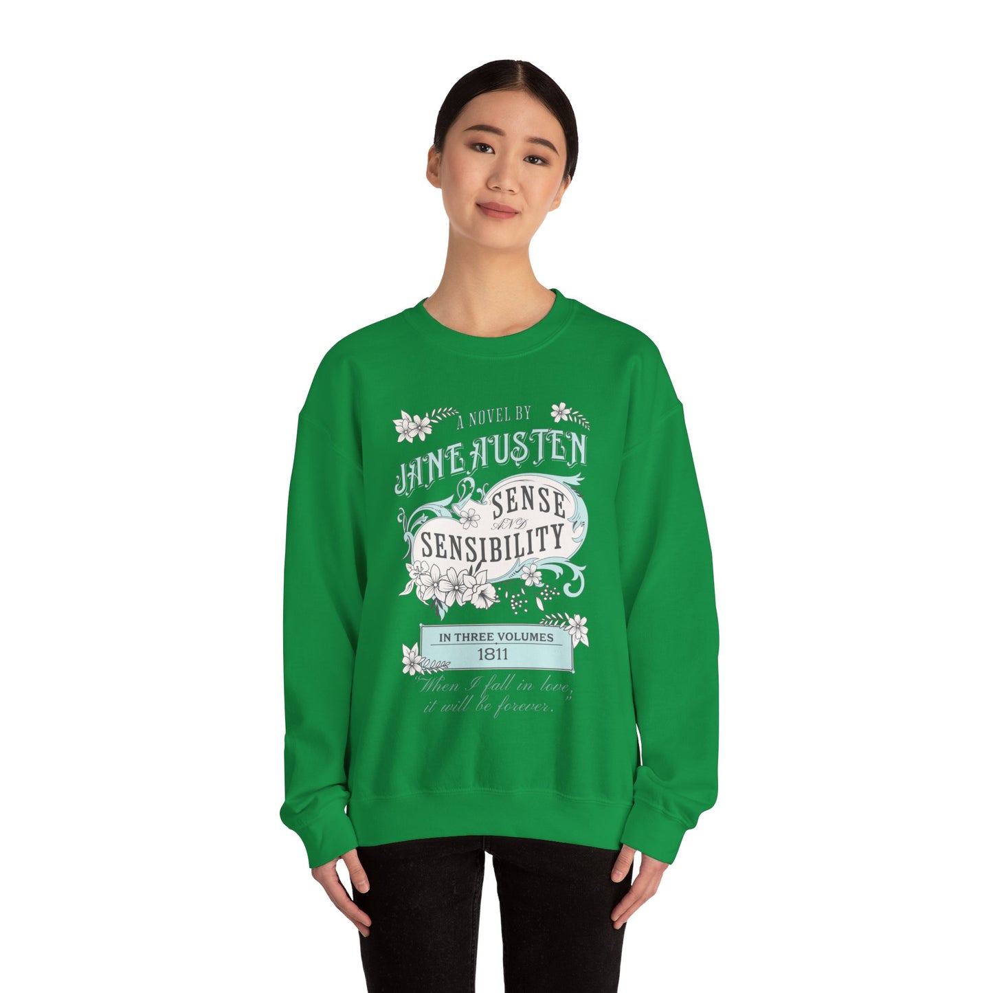 Jane Austen Sweatshirt, Sense & Sensibility Historical Romance Sweater, Bookish Literary Jane Austen Fan Art Gift, Gift for Her, Readers, Sweatshirt Printify