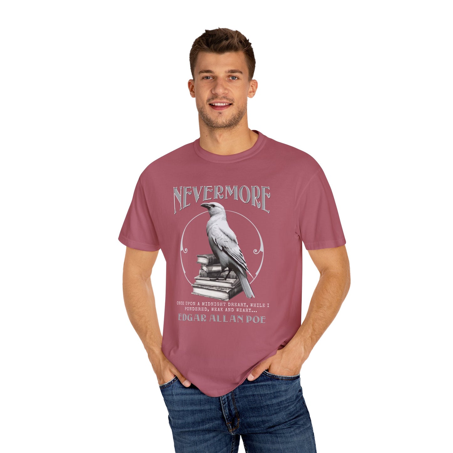 Edgar Allan Poe The White Raven Unisex Garment-Dyed T-shirt T-Shirt Printify