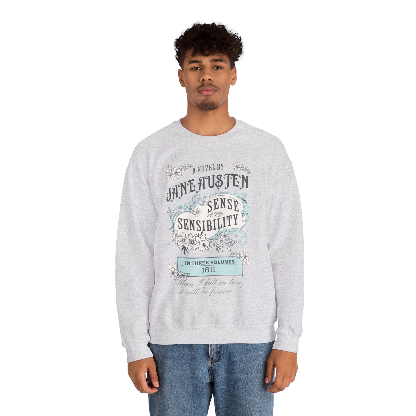 Jane Austen Sweatshirt, Sense & Sensibility Historical Romance Sweater, Bookish Literary Jane Austen Fan Art Gift, Gift for Her, Readers, Sweatshirt Printify