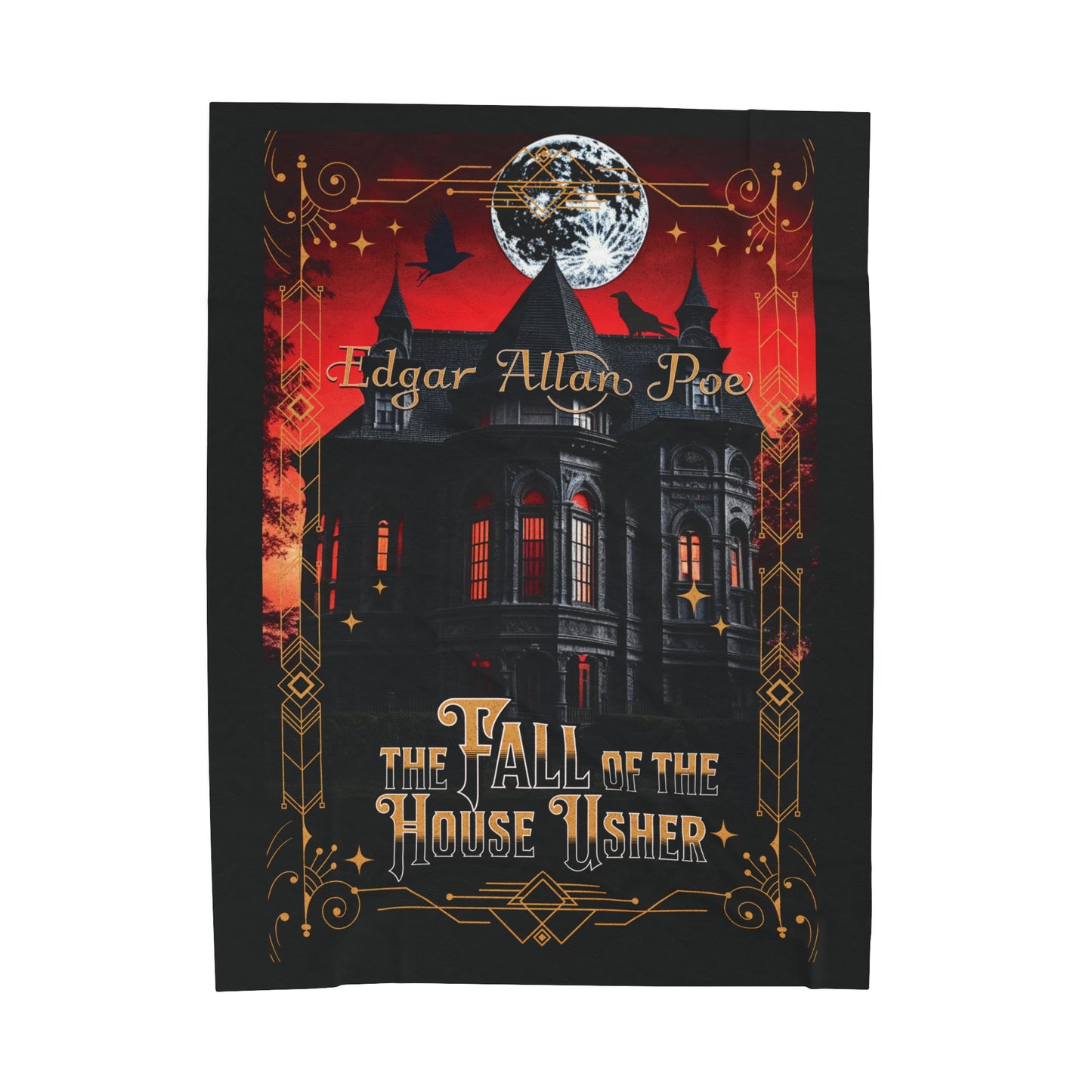 Edgar Allan Poe, The Fall Of The House Of Usher Throw Blanket, Book Lover Reading Blanket, Gothic Dark Academia, Horror Movie Watching Plush All Over Prints Printify 60" × 80"