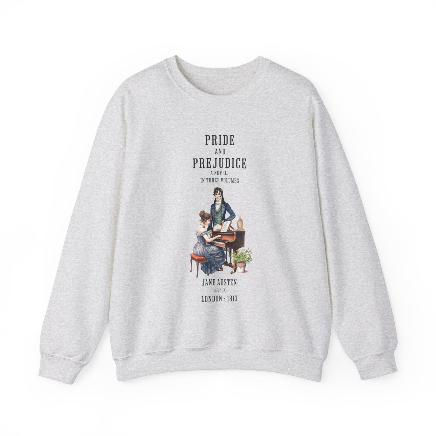 Jane Austen Sweatshirt, Pride & Prejudice Historical Romance Sweater, Bookish Literary Jane Austen Fan Art Gift for Her, Bookclub Shirt Sweatshirt Printify S Ash