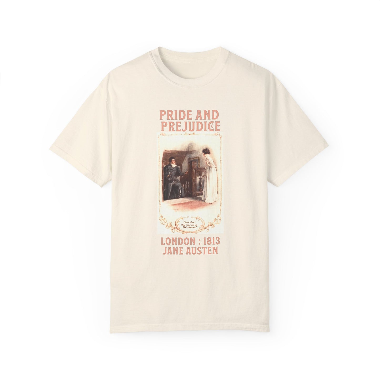 Jane Austen Comfort Colors TShirt, Pride & Prejudice Historical Romance, Bookish Literary Jane Austen Fan Art, Gift for Her Bookclub Tee T-Shirt Printify Ivory S