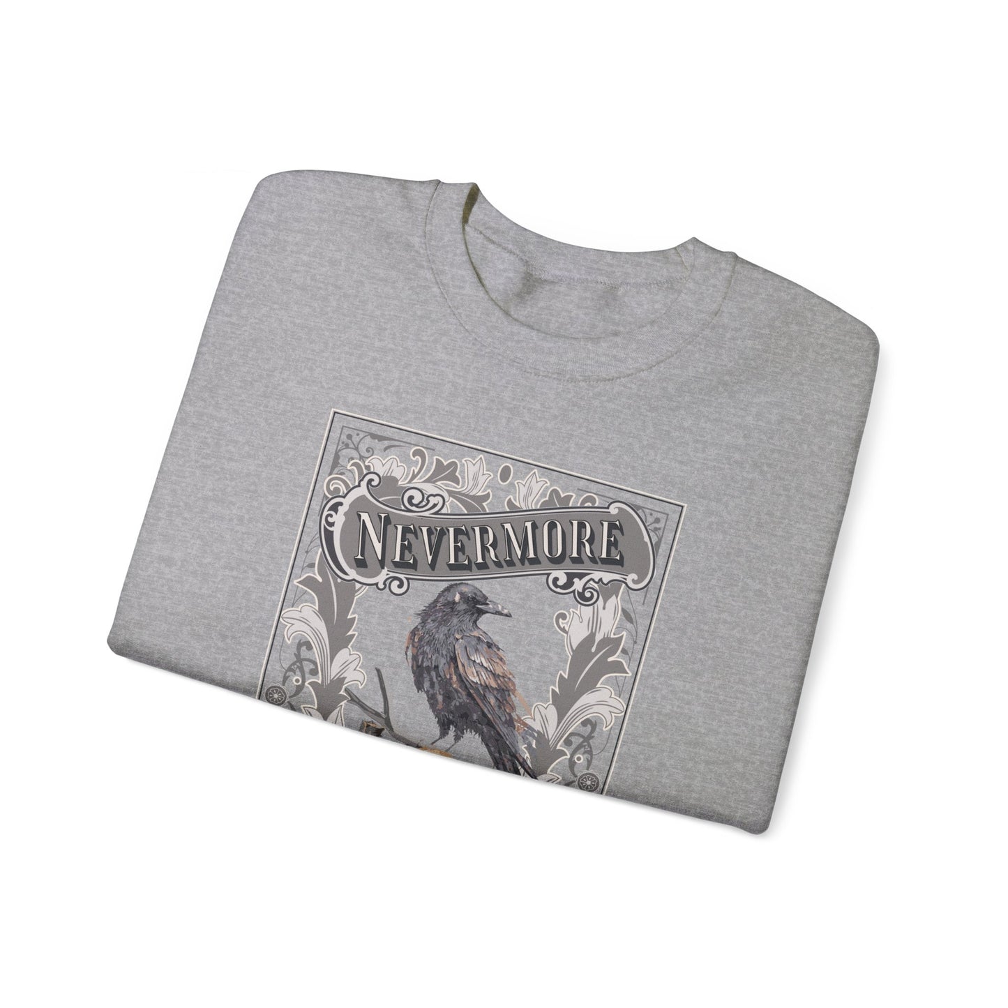 Edgar Allan Poe, Nevermore The Raven Sweatshirt, Book Lover, Halloween, Haunting Gothic Gift, Light, Dark Academia, Horror Movie Sweater Sweatshirt Printify