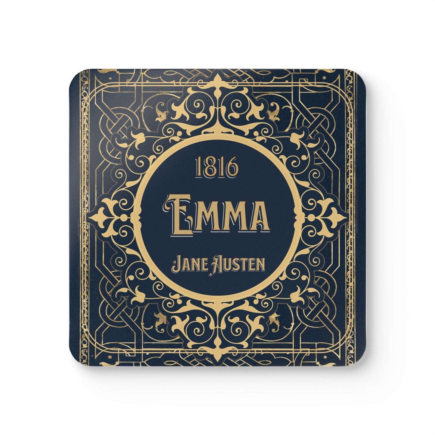 Jane Austen Coffee Mug Coasters, Emma Historical Romance Home Decor, Bookish Bookclub Literary Set of 4 Fan Art Coasters, Gifts for Her, Home Decor Printify