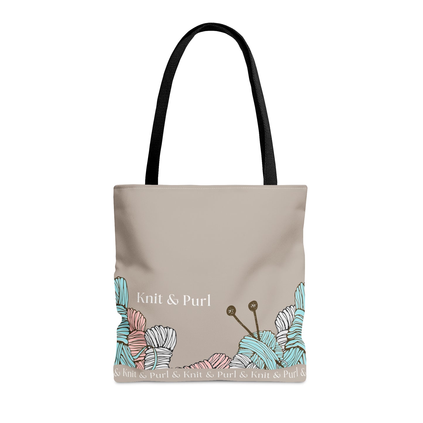 Knit & Purl Tote Bag, Crafter Bag, Yarn Storage Bag, Knitting Project Bag, Crochet Project Bag, Craft Project Tote Bag Bags Printify Medium