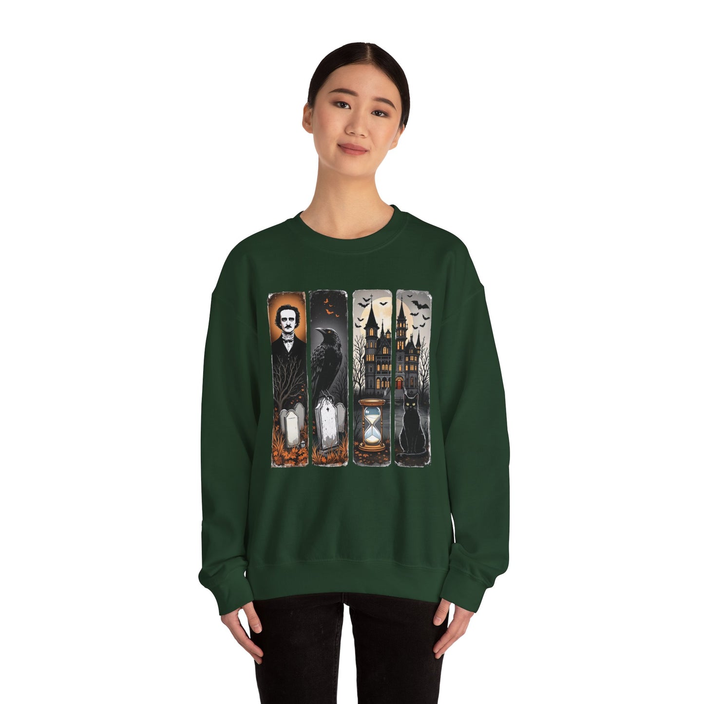 Edgar Allan Poe Sweatshirt The Raven Nevermore Gothic Horror Sweater Dark Academia Macabre Halloween Gift for Book Lovers Birthday Christmas