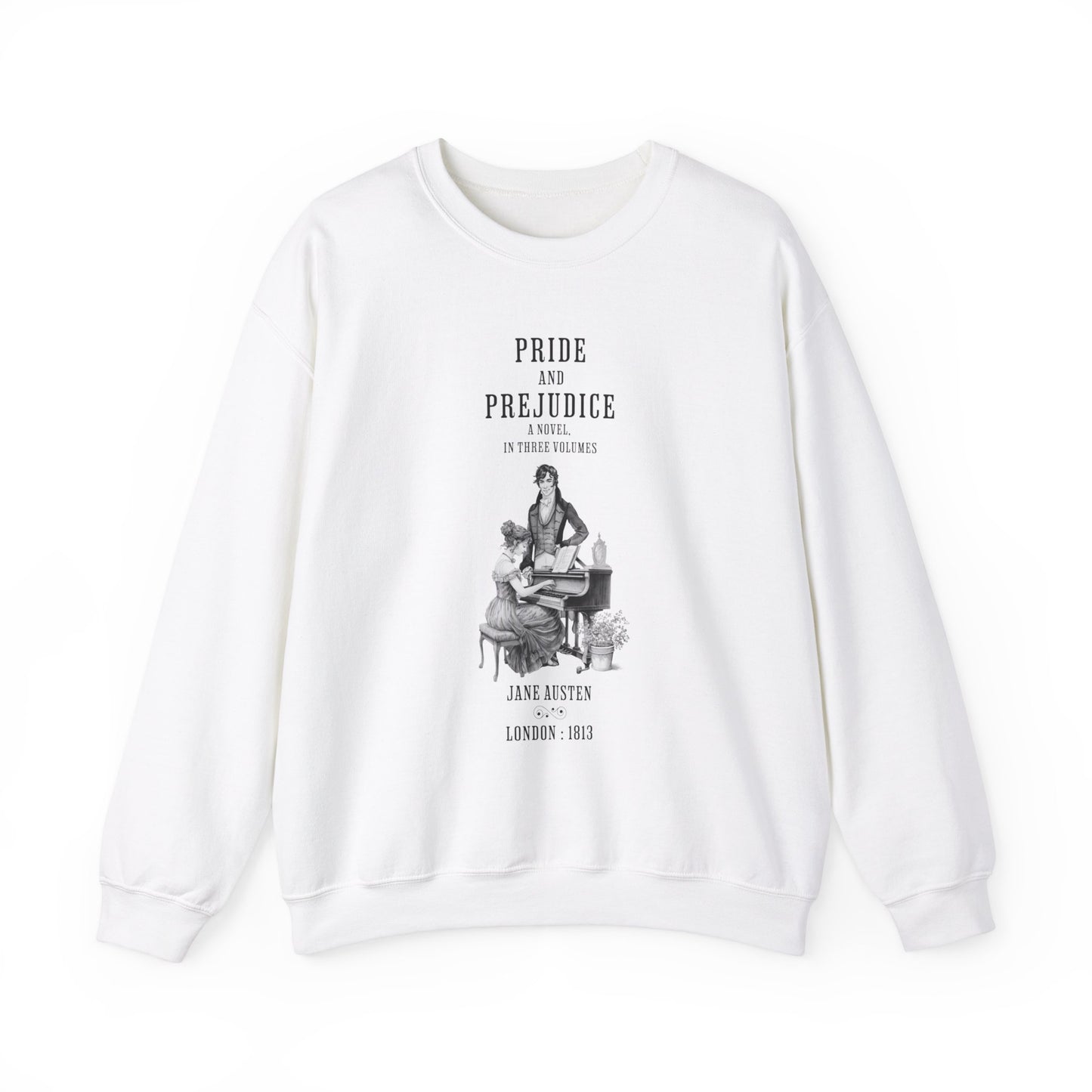 Jane Austen Sweatshirt, Pride & Prejudice Historical Romance Sweater, Bookish Literary Jane Austen Fan Art Gift for Her, Bookclub Shirt Sweatshirt Printify S White