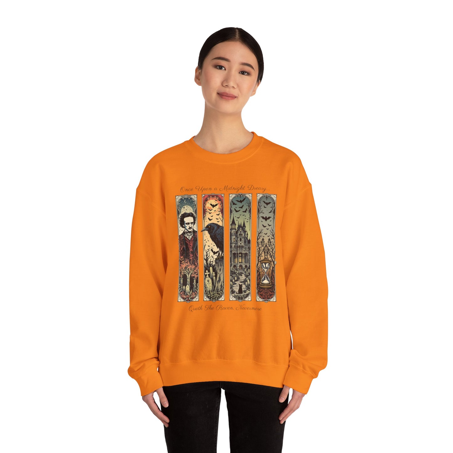 Edgar Allan Poe Sweatshirt The Raven Nevermore Gothic Horror Sweater Dark Academia Macabre Halloween Gift for Book Lovers Birthday Christmas