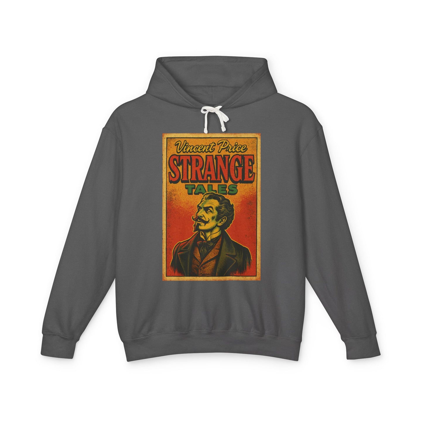 Vincent Price Vintage Strange Tales Hoodie, Unisex Lightweight Sweatshirt, Retro Graphic Outerwear, Gift for Readers, Fall Fashion Hoodie Printify S Pepper