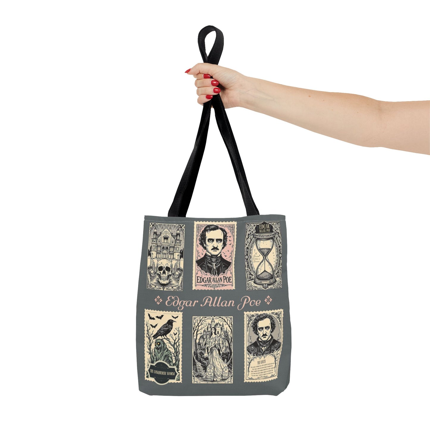 Edgar Allan Poe Tote Bag Gothic Literary Gift for Book Lover Dark Academia Macabre Accessory Halloween Tote Fall School Bag for Poetember Bags Printify
