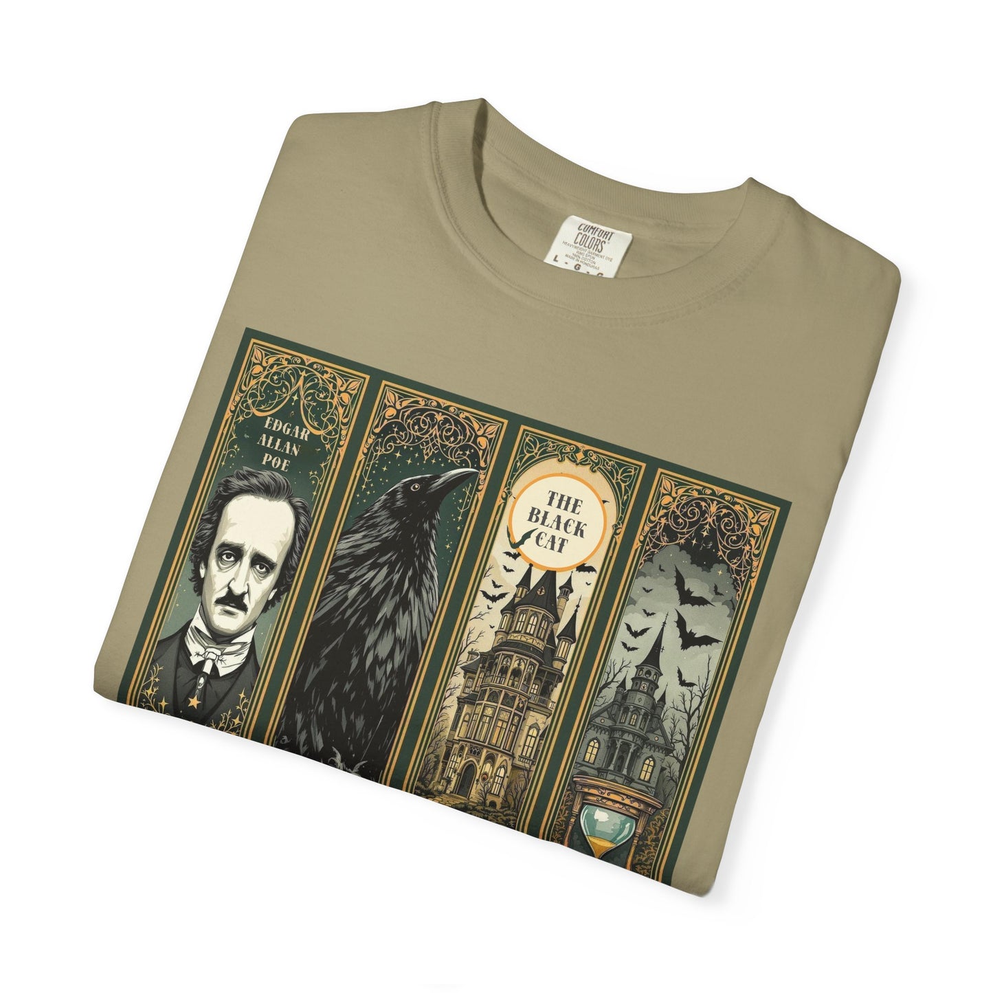 Edgar Allan Poe T-Shirt Gothic Graphic Tee The Raven Nevermore Quote Horror Literature Shirt Dark Academia Aesthetic Halloween Party Gift