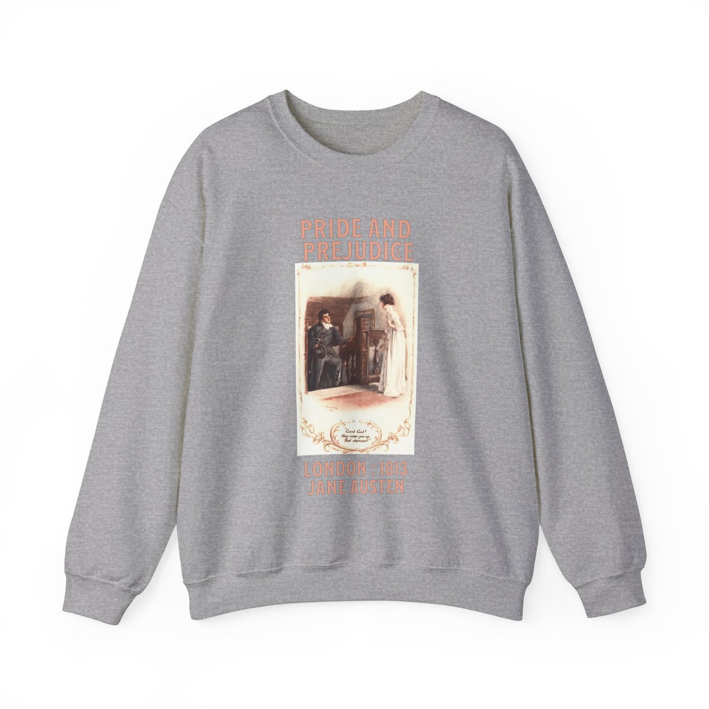 Jane Austen Sweatshirt, Pride & Prejudice Historical Romance Sweater, Bookish Literary Jane Austen Fan Art, Gift for Her, Bookclub Shirt Sweatshirt Printify S Sport Grey