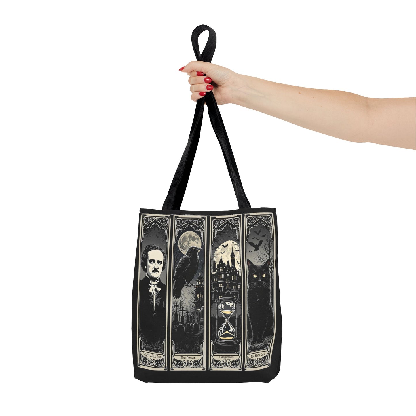 Edgar Allan Poe Tote Bag Gothic Literary Gift for Book Lover Dark Academia Macabre Accessory Halloween Tote Fall School Bag for Poetember Bags Printify