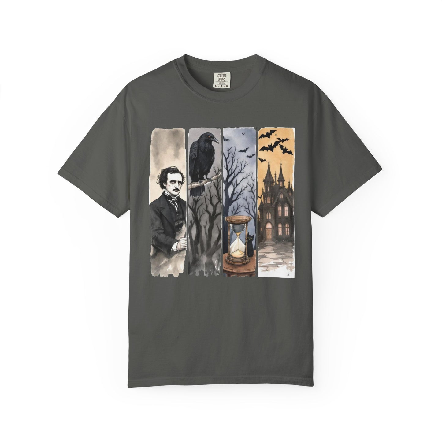 Edgar Allan Poe T-Shirt Gothic Graphic Tee The Raven Nevermore Quote Horror Literature Shirt Dark Academia Aesthetic Halloween Party Gift T-Shirt Printify Pepper S