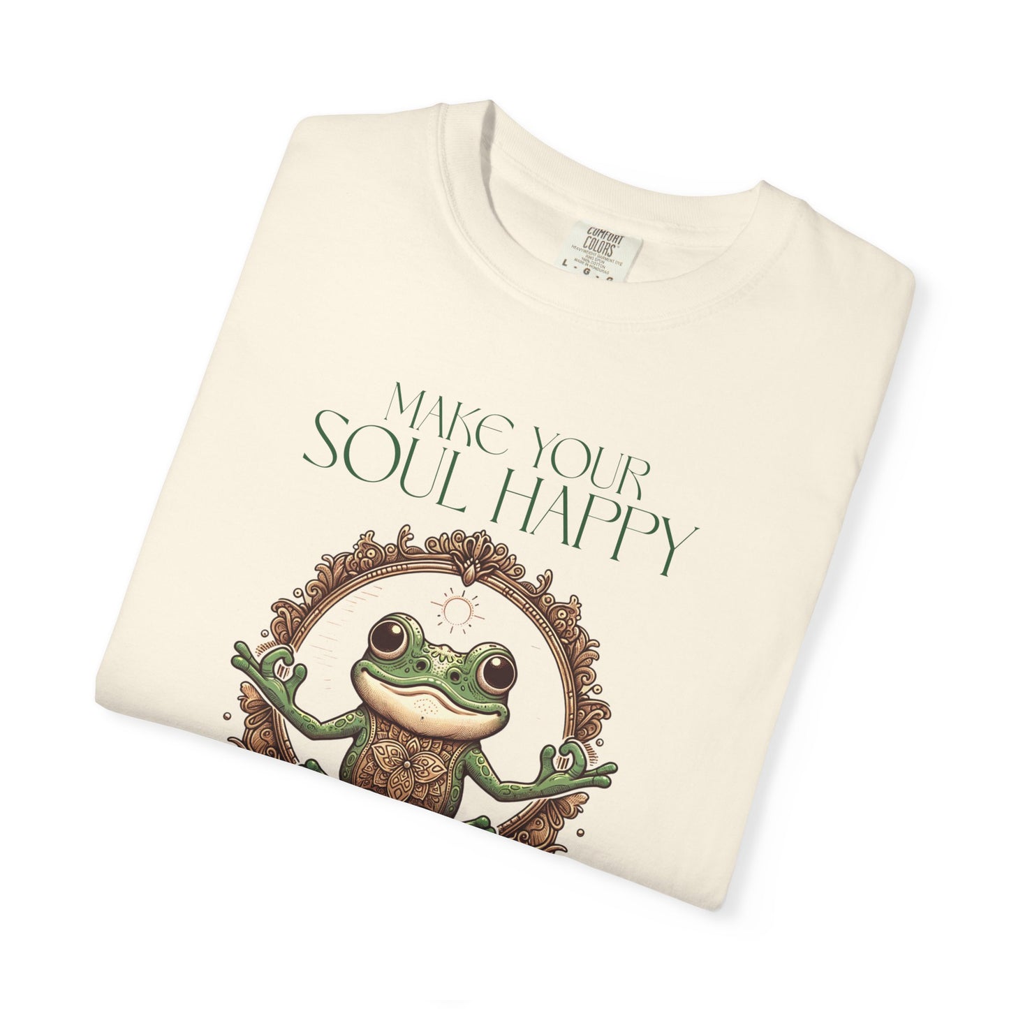 Green Yoga Frog Make Your Soul Happy Unisex T-Shirt, Casual Wear, Highlander Fan Gift, T-Shirt Printify