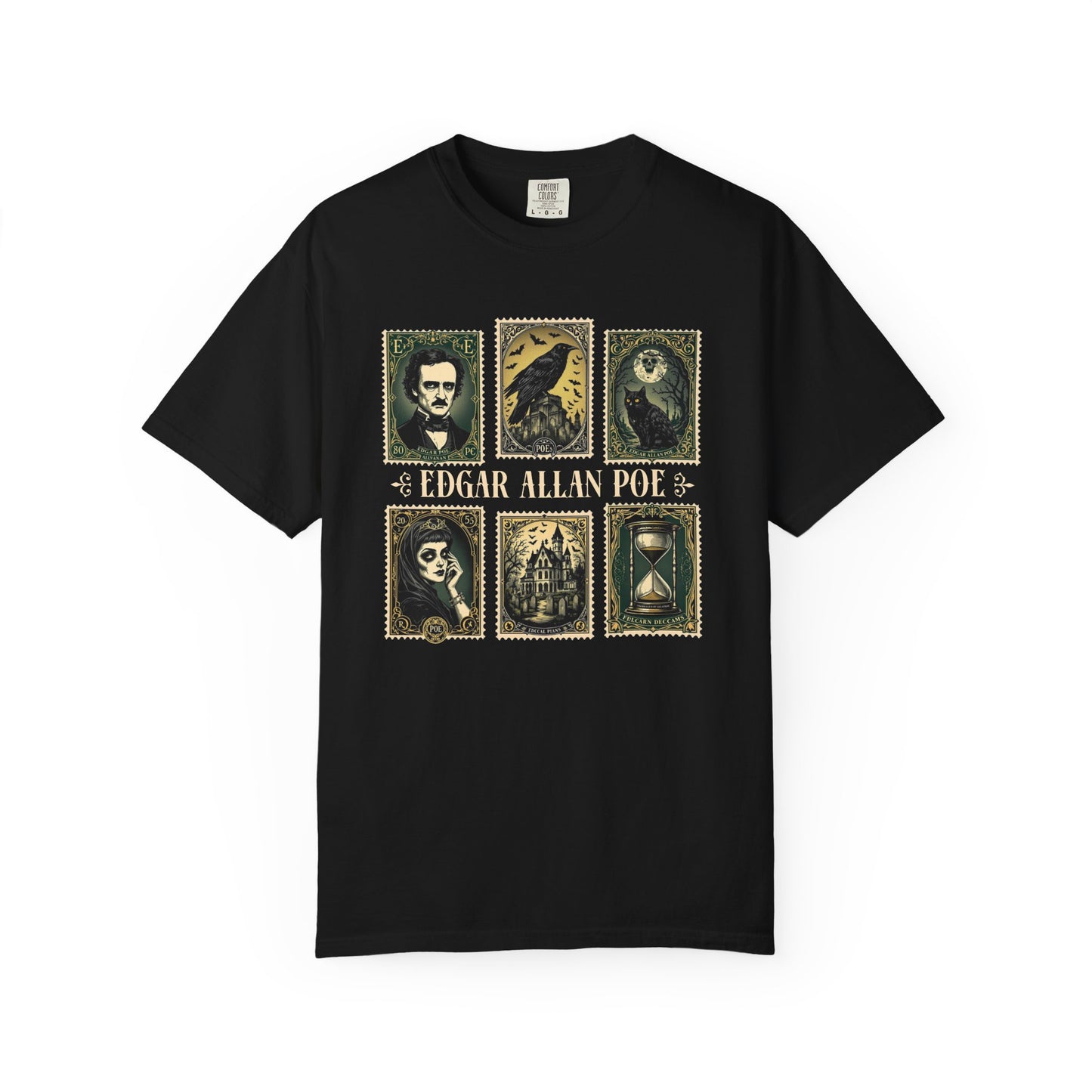 Edgar Allan Poe T-Shirt Gothic Graphic Tee The Raven Nevermore Quote Horror Literature Shirt Dark Academia Aesthetic Halloween Party Gift T-Shirt Printify Black S