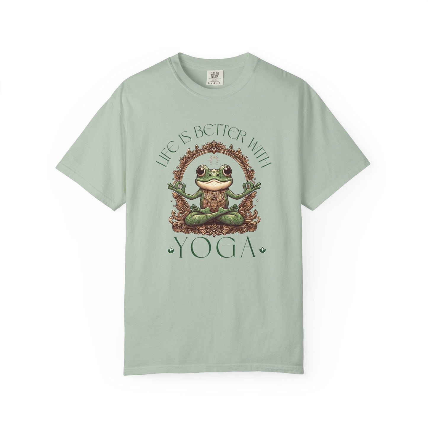 Green Yoga Frog Life Is Better With Yoga Unisex T-Shirt, Casual Wear, Highlander Fan Gift, T-Shirt Printify Bay S