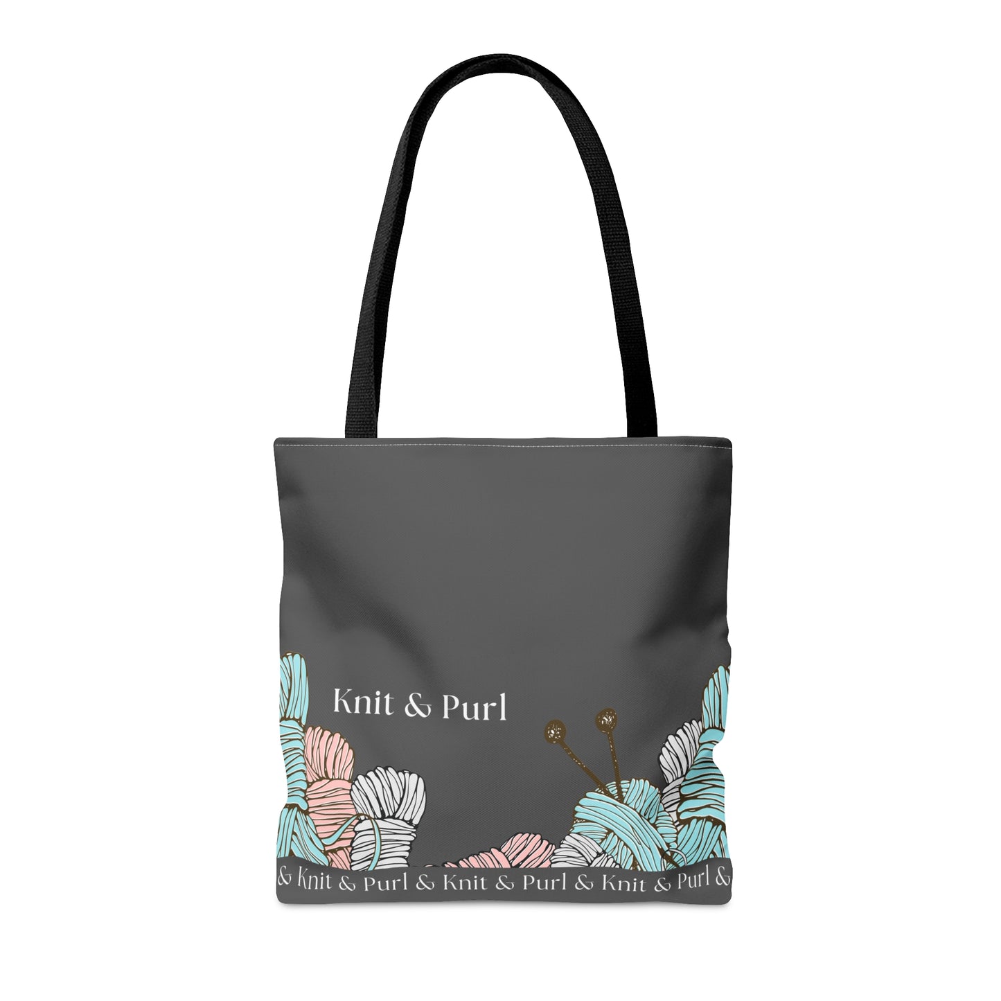 Knit & Purl Tote Bag, Crafter Bag, Yarn Storage Bag, Knitting Project Bag, Crochet Project Bag, Craft Project Tote Bag Bags Printify