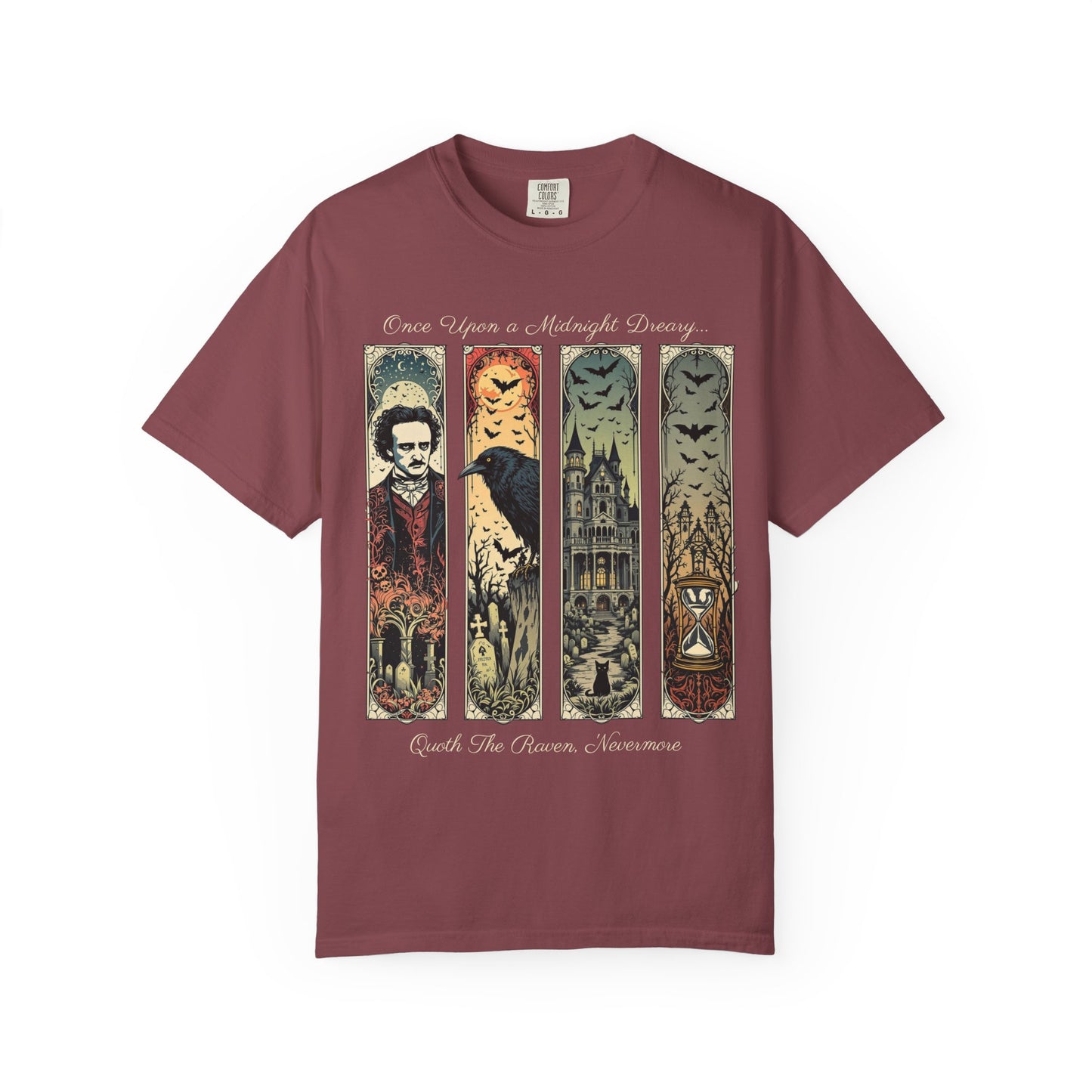 Edgar Allan Poe T-Shirt Gothic Graphic Tee The Raven Nevermore Quote Horror Literature Shirt Dark Academia Aesthetic Halloween Party Gift T-Shirt Printify Vineyard S