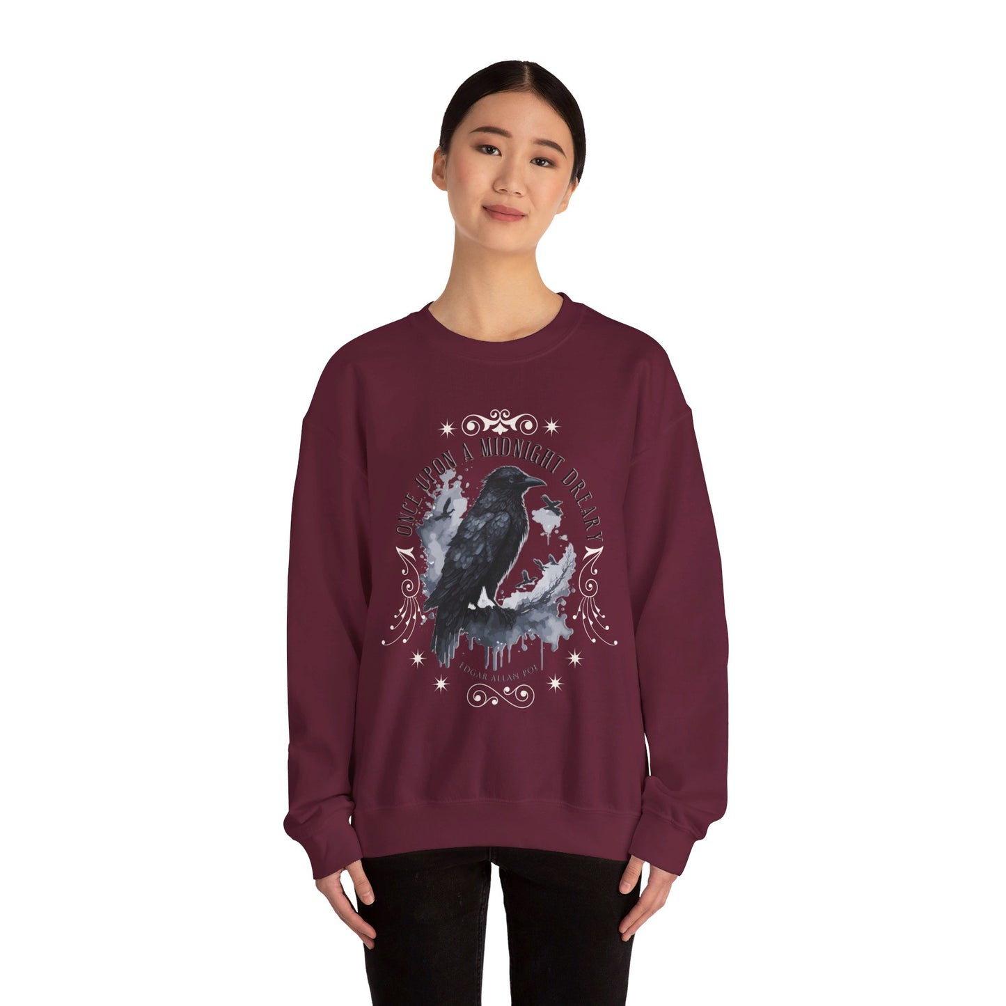 Edgar Allan Poe, The Raven Sweatshirt, Poet, Poetry Lover Sweater, Book Lover, Haunting Gothic Gift, Light, Dark Academia, Horror Movie Top Sweatshirt Printify
