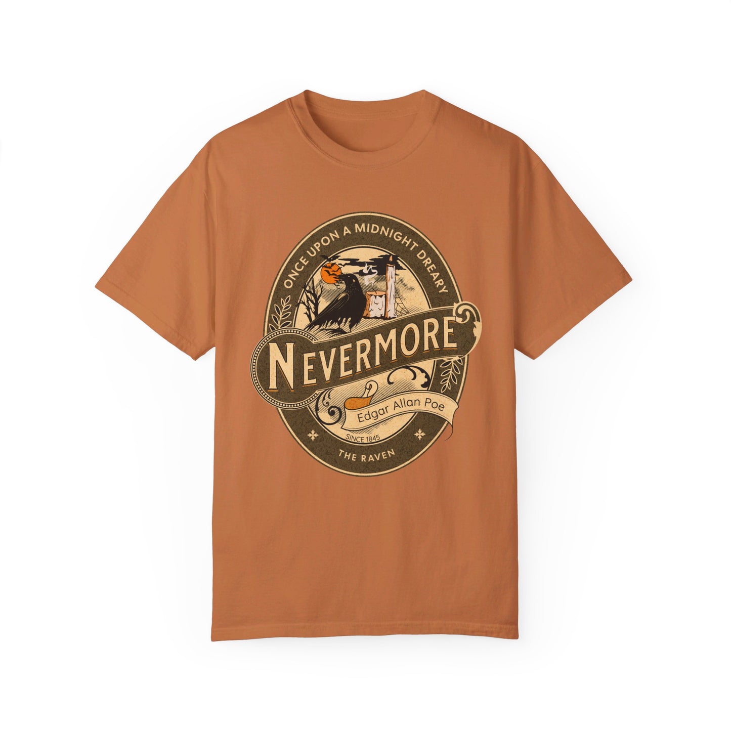 Edgar Allan Poe Shirt, Nevermore The Raven Tee, Book, Reading Lover Shirt, Halloween, Gothic, Light Academia Gifts, Comfort Colours TShirt T-Shirt Printify Yam S
